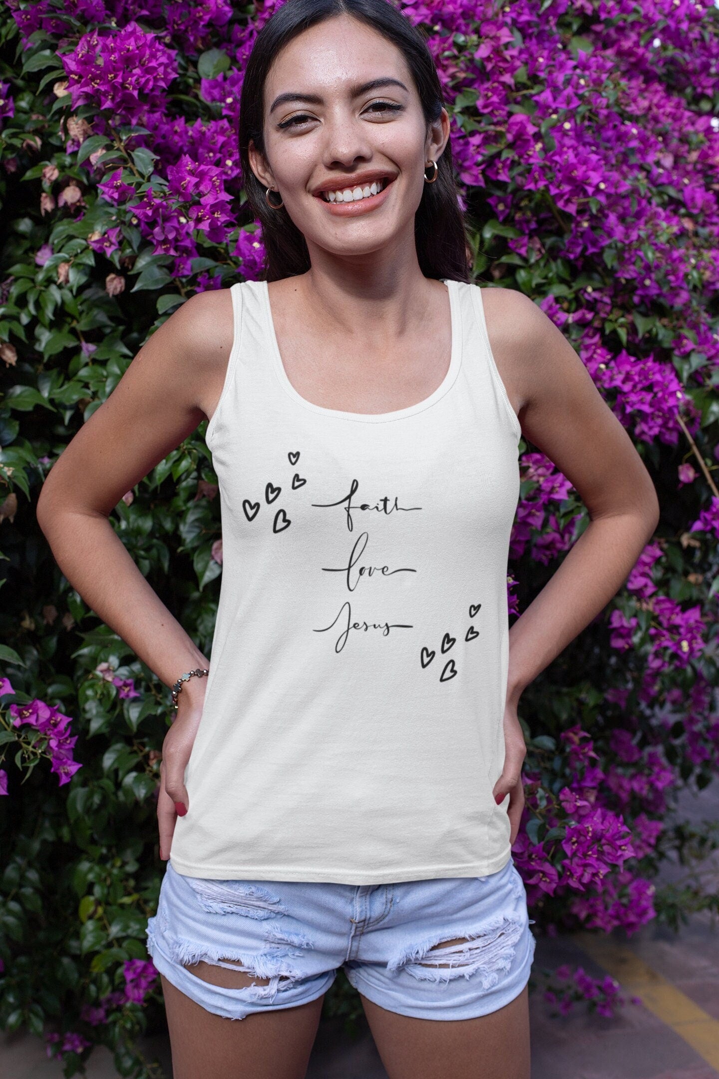 Women's Christian faith positive minimalist empowerment casual beach day everyday wear tank top