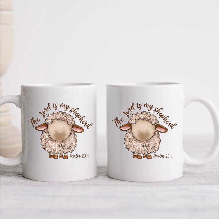 Ceramic Mug, 11oz, Lord is my Shepard bible verse affirmation Christian faith empowering inspiring coffee tea hot chocolate cup decor The Aurora Touch