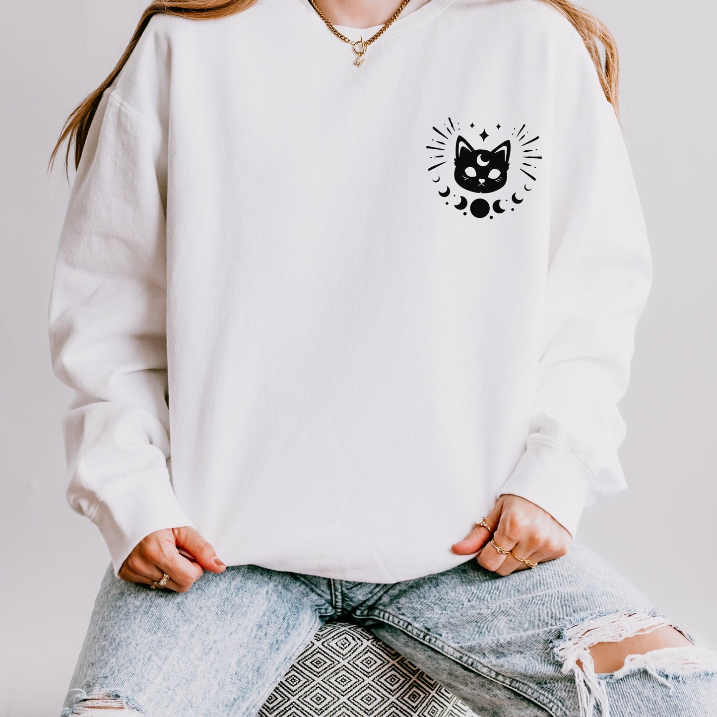 Celestial Lightweight Crewneck Sweatshirt, Mystical Art Long Sleeve Shirt, Psychic Realm Sweatshirt, Women's Pullover Jumper, Cozy Top