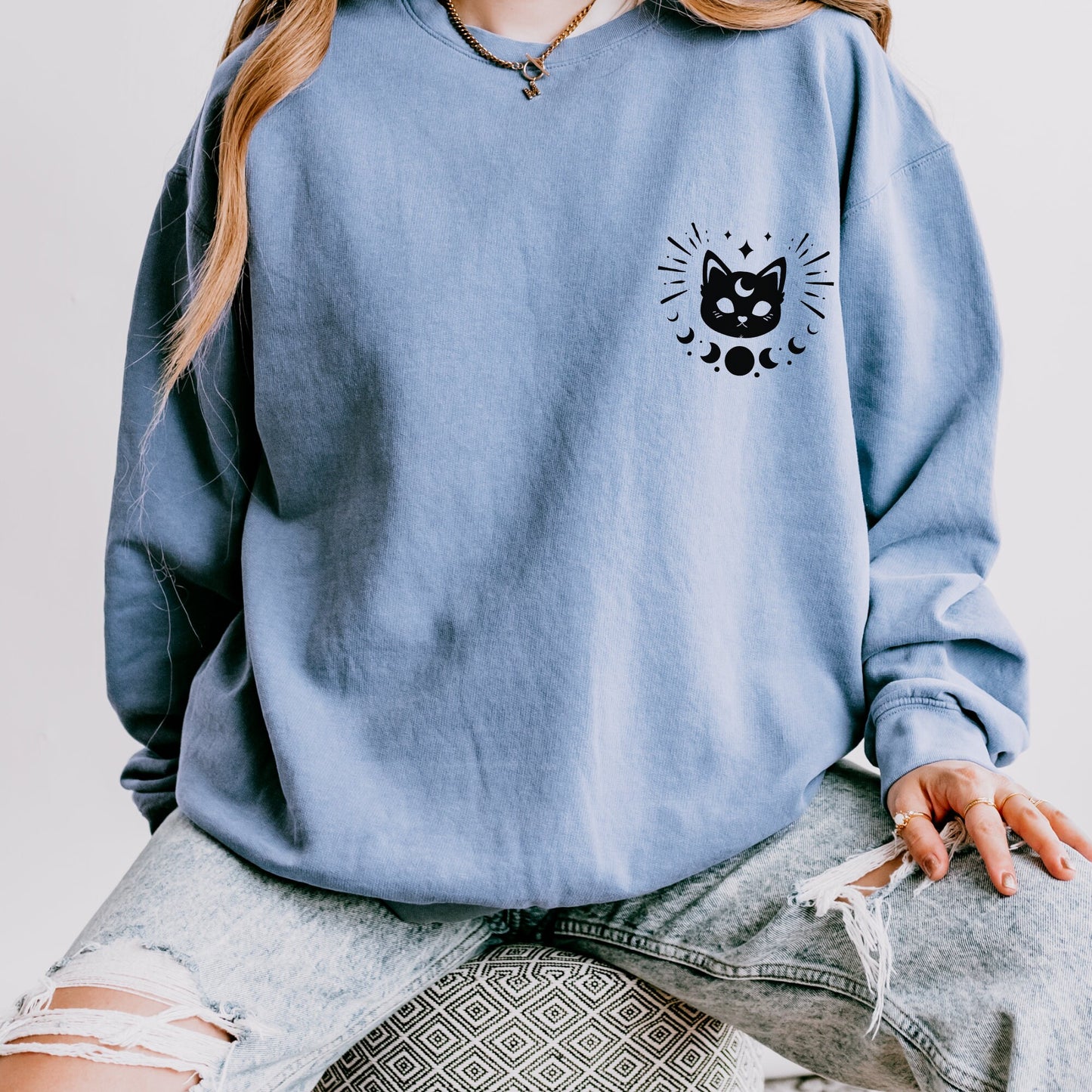 Celestial Lightweight Crewneck Sweatshirt, Mystical Art Long Sleeve Shirt, Psychic Realm Sweatshirt, Women's Pullover Jumper, Cozy Top