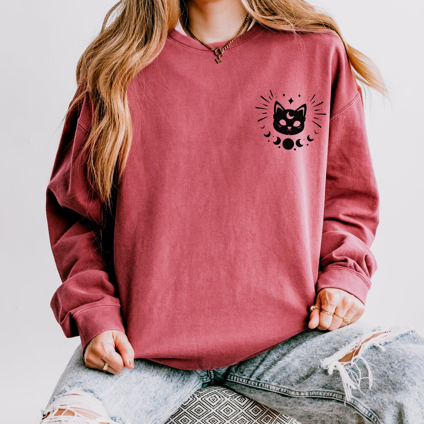 Celestial Lightweight Crewneck Sweatshirt, Mystical Art Long Sleeve Shirt, Psychic Realm Sweatshirt, Women's Pullover Jumper, Cozy Top