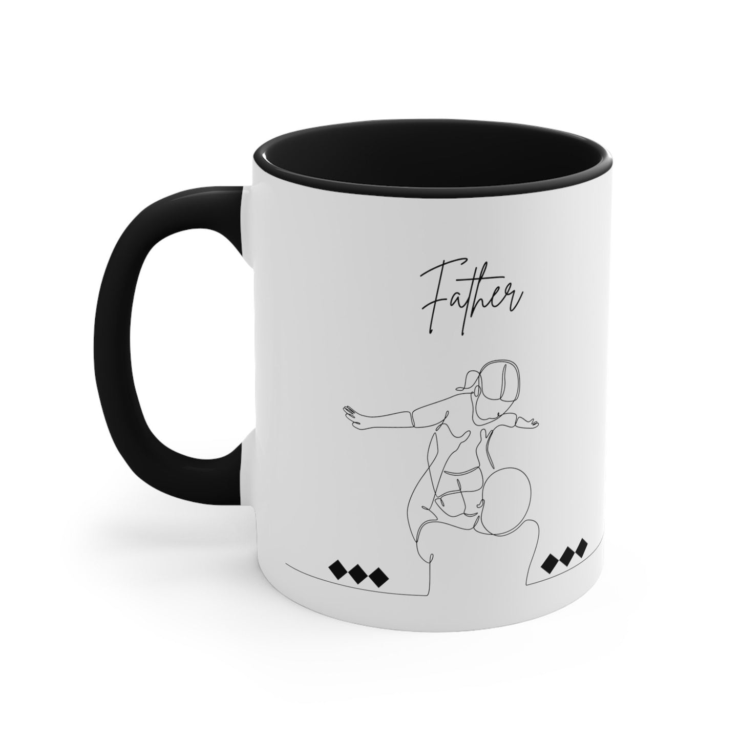 Accent Coffee Mug, 11oz, Father daughter loving portrait 2 tone color drinking beverage cup great gift for Pappa pappi Dad