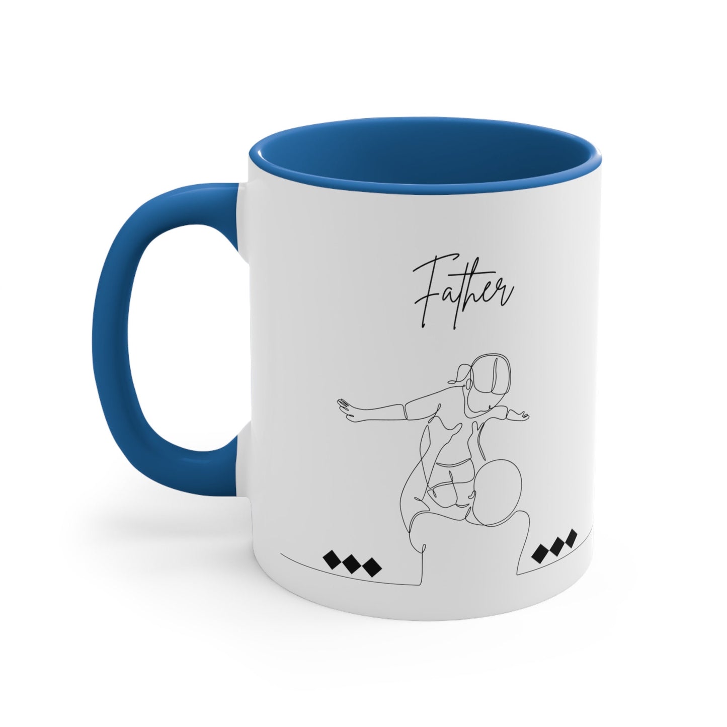Accent Coffee Mug, 11oz, Father daughter loving portrait 2 tone color drinking beverage cup great gift for Pappa pappi Dad