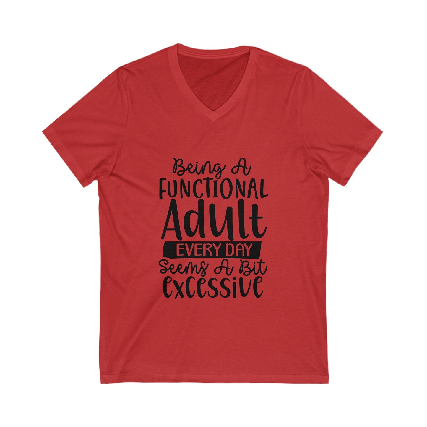 Unisex Jersey Short Sleeve V-Neck Tee, Humorous casual wear, Simple Minimilist Shirt, Cool Light Clothing wear, AllGender Wear