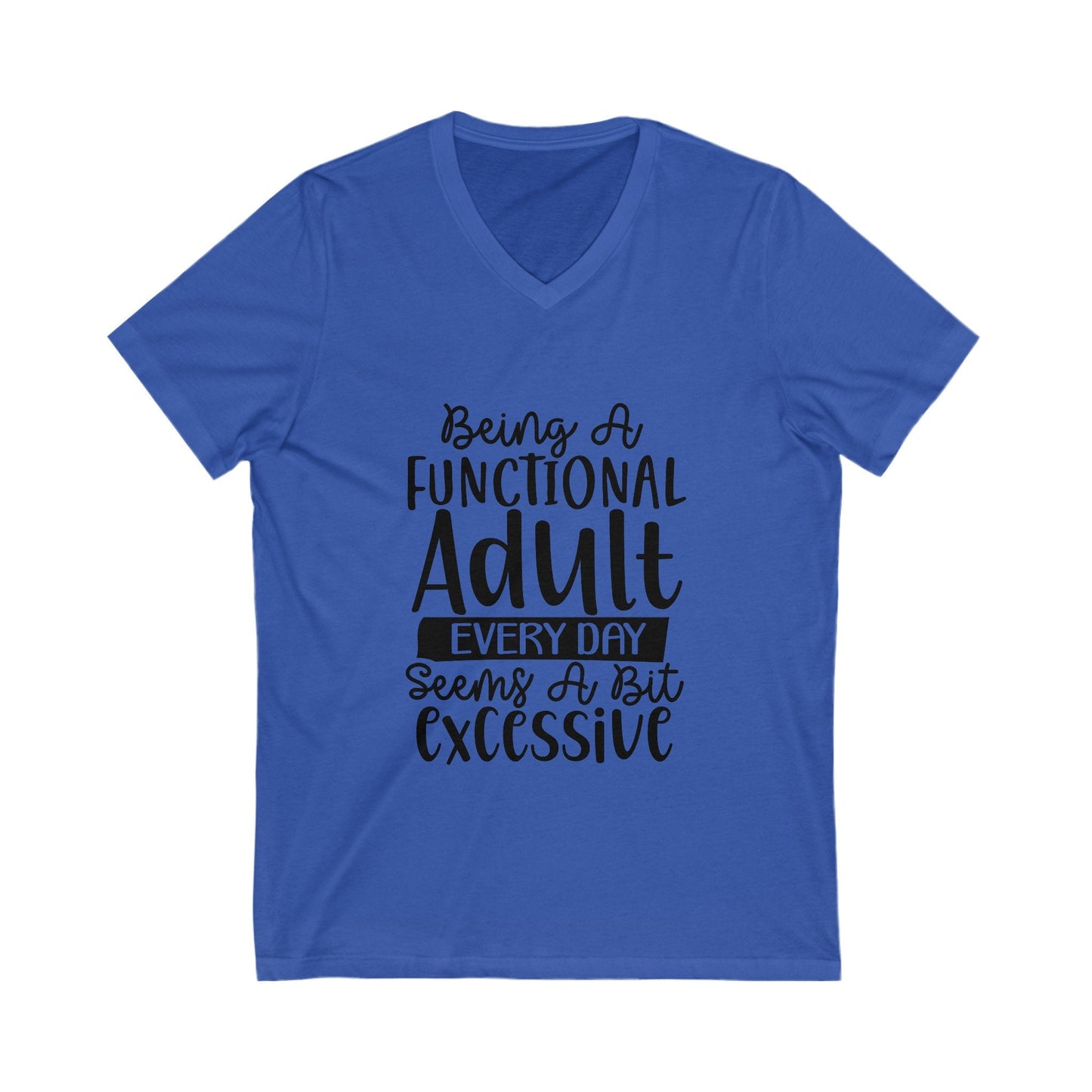 Unisex Jersey Short Sleeve V-Neck Tee, Humorous casual wear, Simple Minimilist Shirt, Cool Light Clothing wear, AllGender Wear