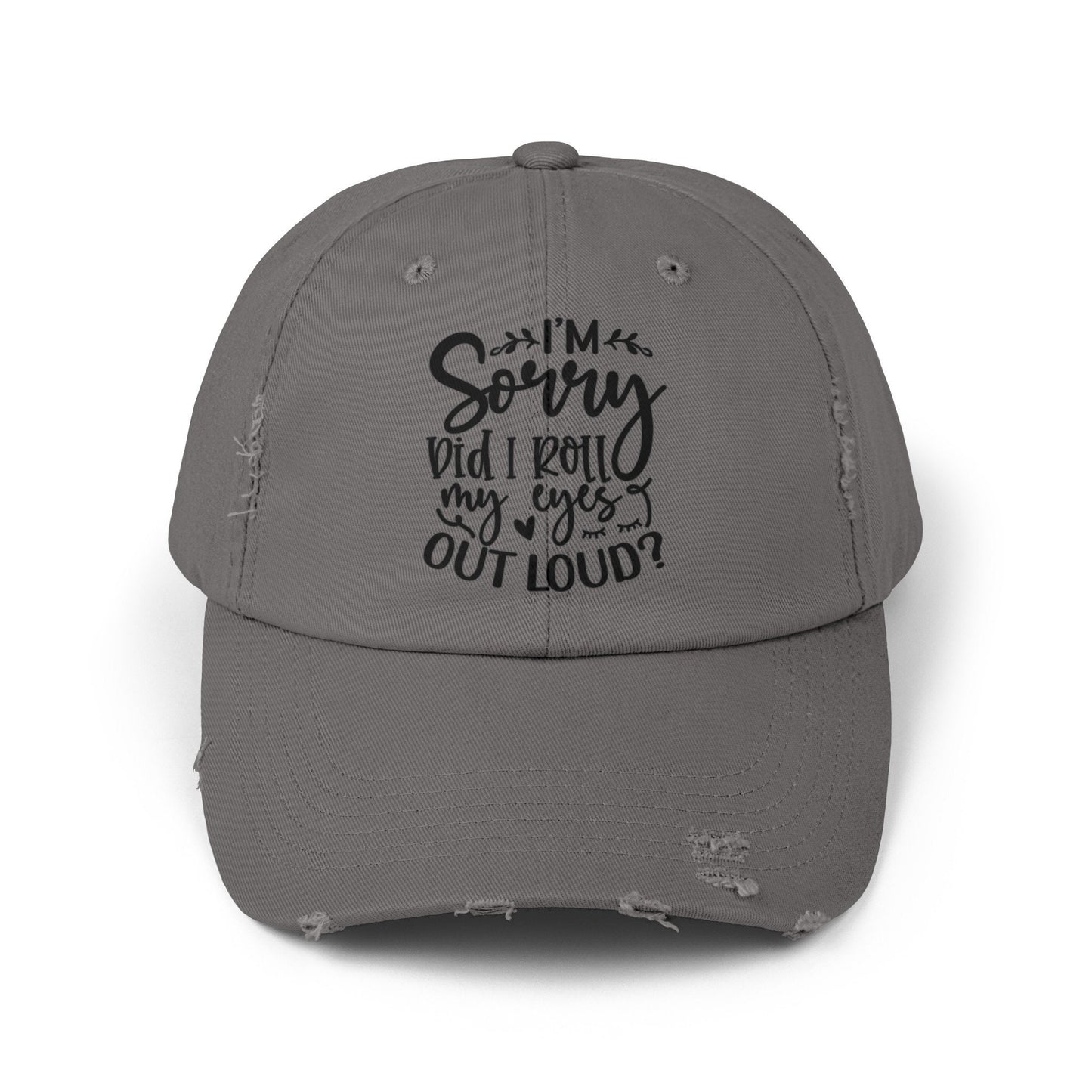 Unisex Distressed Cap, Sarcastic Silly head gear, casual everyday fun wear, Bicycling head cap, Minimilist Humorous gift