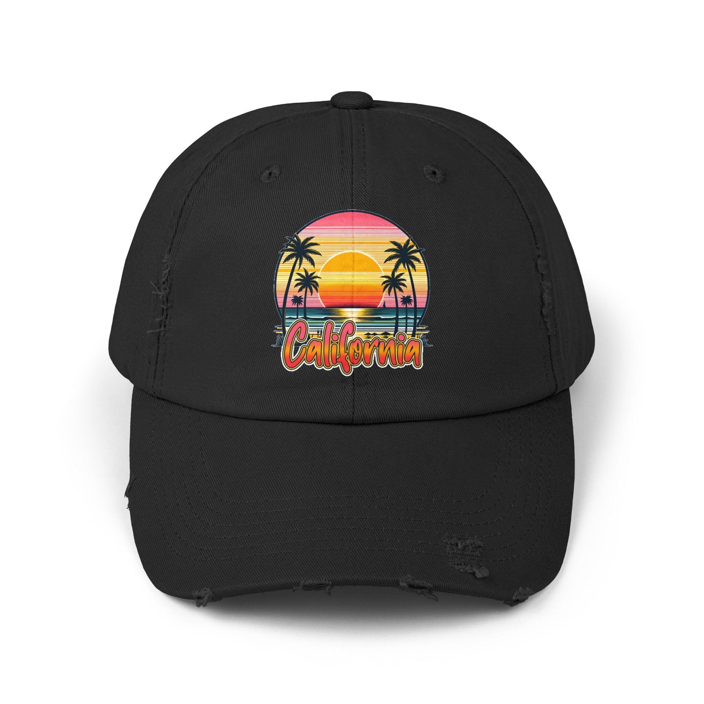 Unisex Distressed Cap, California Summer Beach Day Cap, Casual Tourist Souvenir hat, Everday casual baseball cap, memorable gift
