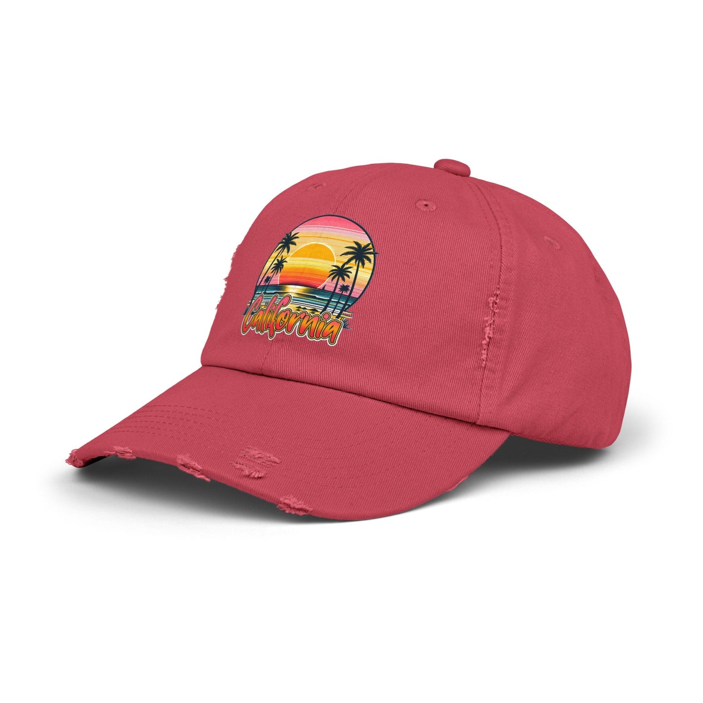 Unisex Distressed Cap, California Summer Beach Day Cap, Casual Tourist Souvenir hat, Everday casual baseball cap, memorable gift