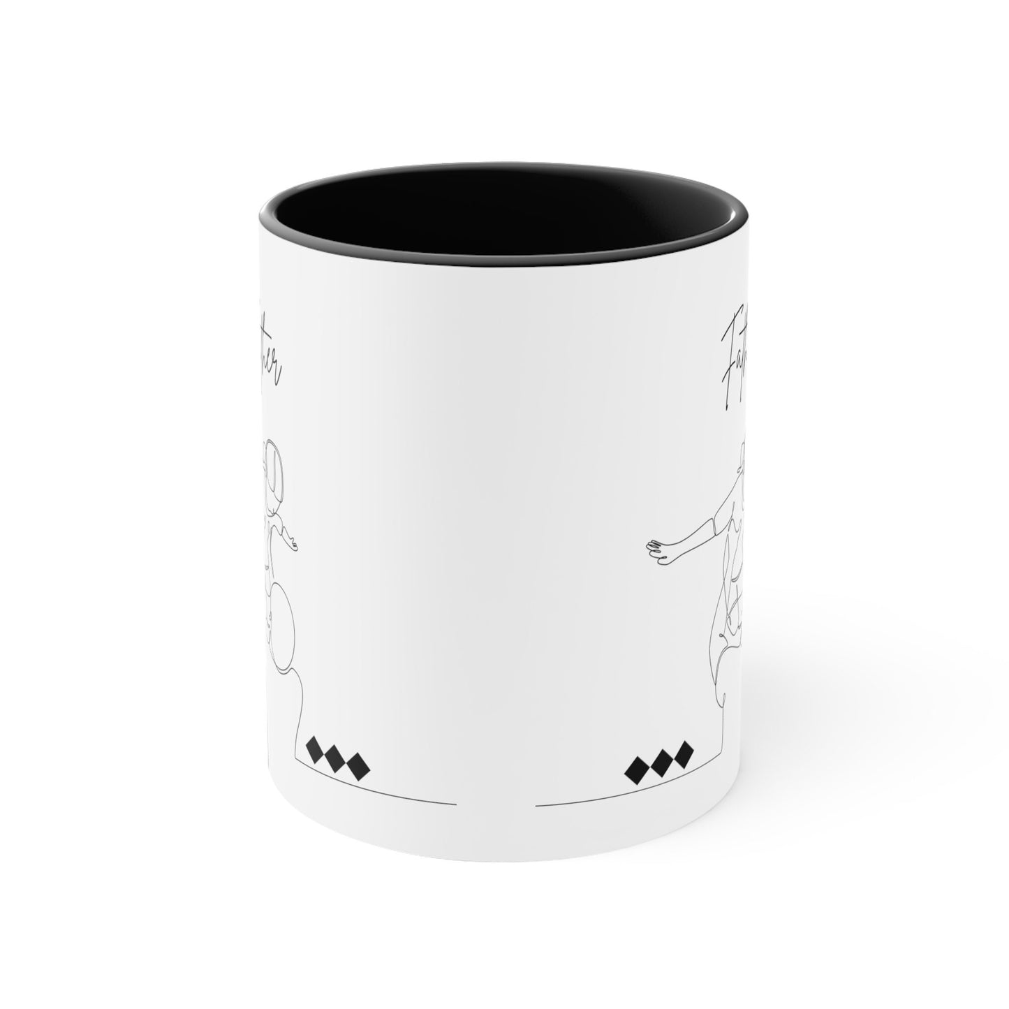 Accent Coffee Mug, 11oz, Father daughter loving portrait 2 tone color drinking beverage cup great gift for Pappa pappi Dad