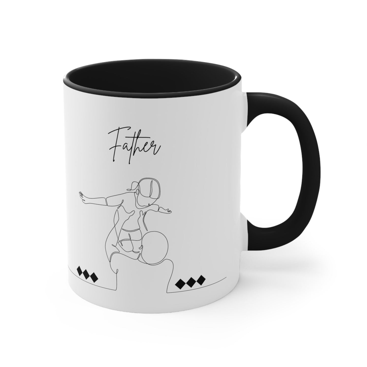Accent Coffee Mug, 11oz, Father daughter loving portrait 2 tone color drinking beverage cup great gift for Pappa pappi Dad