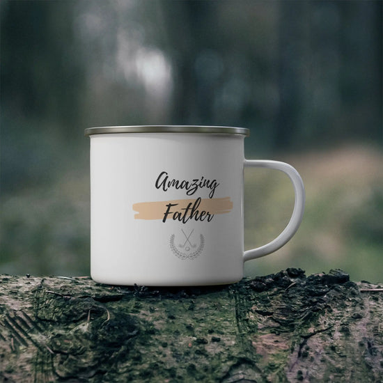Enamel Camping Mug, Amazing Father great papa special dad stainless steel camp hiking outdoors coffee tea camping grounds travel cup The Aurora Touch