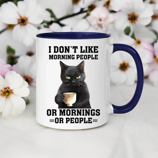 Accent Coffee Mug (11, 15oz), black cat sarcastic humorous saying everyday kitchen coffee tea color accent funny gift mug The Aurora Touch