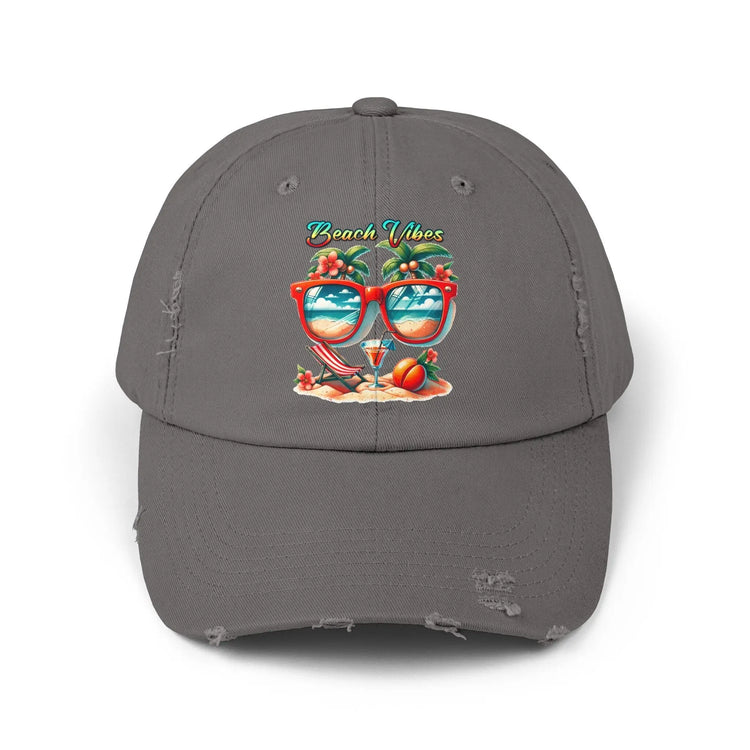 Unisex Distressed Cap, Cool Beach Vibes Casual Summer Laid Back Head cap, Relaxing travel wear, Novelty everyday Golfing hat The Aurora Touch