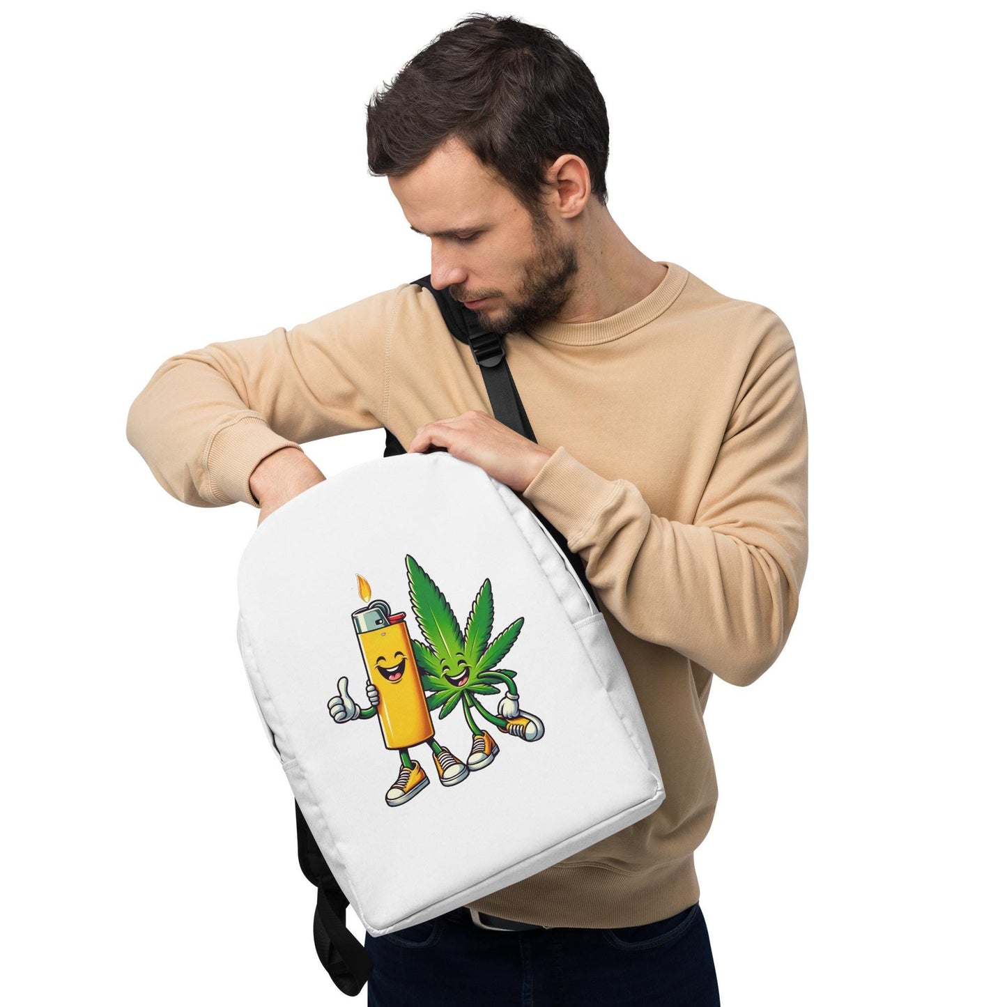 Mochila de moda con temática de cannabis: bolso de mano con humor sarcástico para adultos, mochila multiusos para computadora, iPad, ropa deportiva y para uso diario.