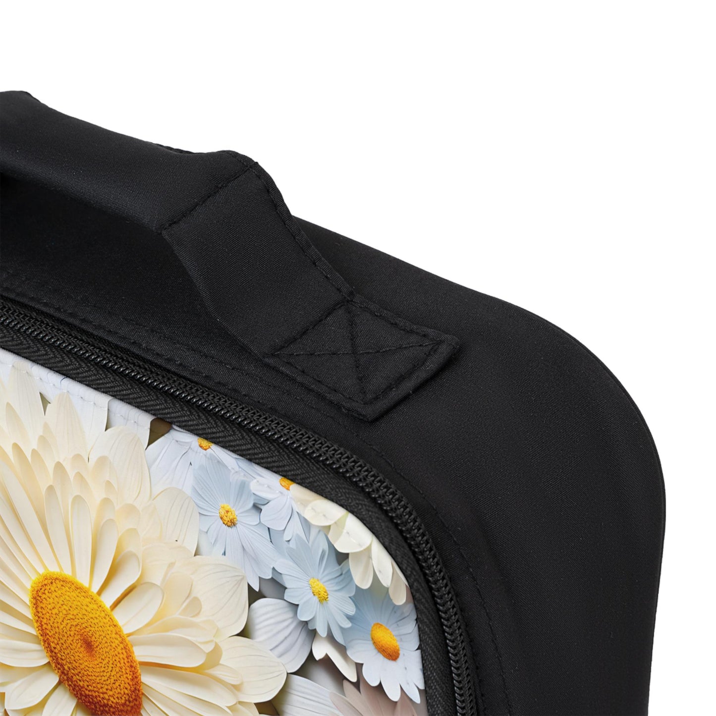 Lunch Bag, 3D daisy flower portrait design casual everyday high school elementary adult nurse school pretty secure food snack lunch box