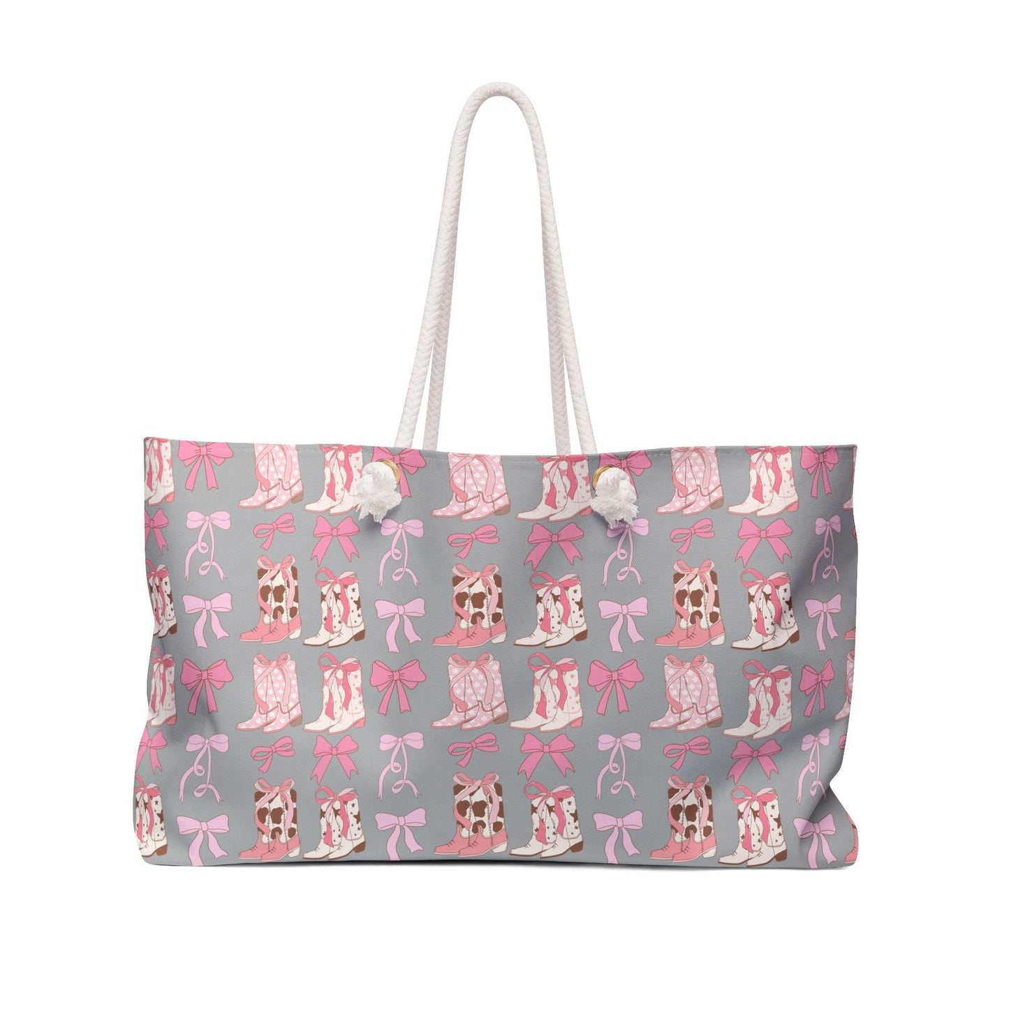 Pink Country Girl Weekender Bag, Pink and Grey Cowboy style designed Weekend Bag, Pretty Country style travel bag, stylish carry on bag,