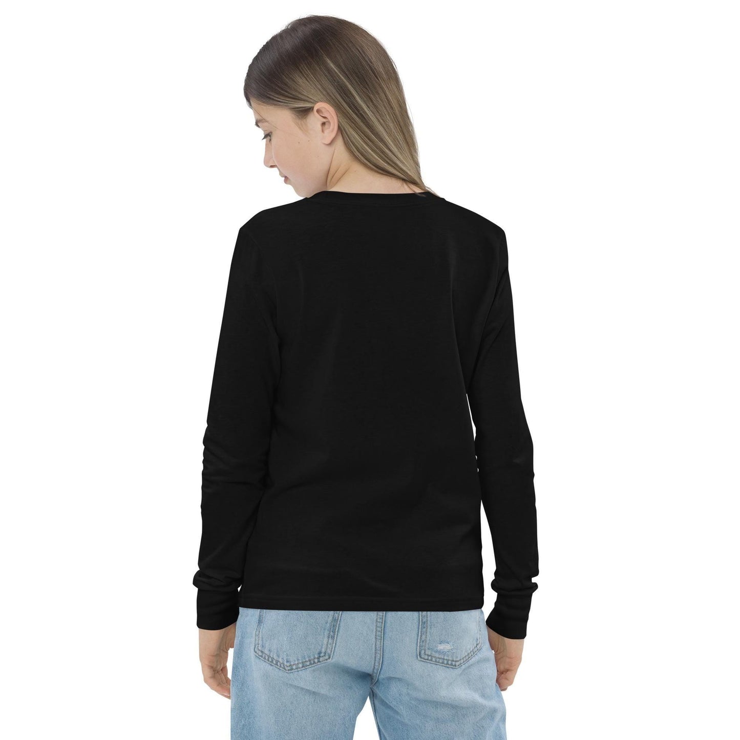 Youth long sleeve tee, Female child cute adorable fashion girlie Teddy Bear design wear for everyday casual classroom playground school day