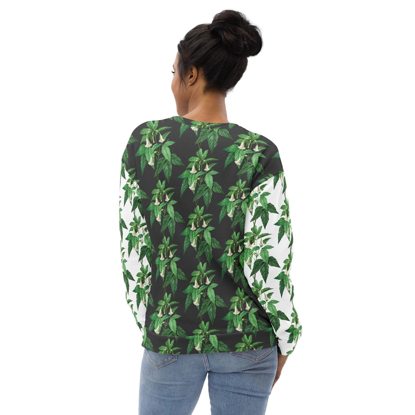 Men Sweatshirt, Unisex casual green white floral AOP designer stylish back to school wear to office smooth make a statement shirt