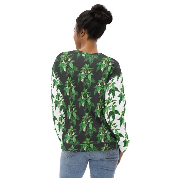 Men Sweatshirt, Unisex casual green white floral AOP designer stylish back to school wear to office smooth make a statement shirt The Aurora Touch