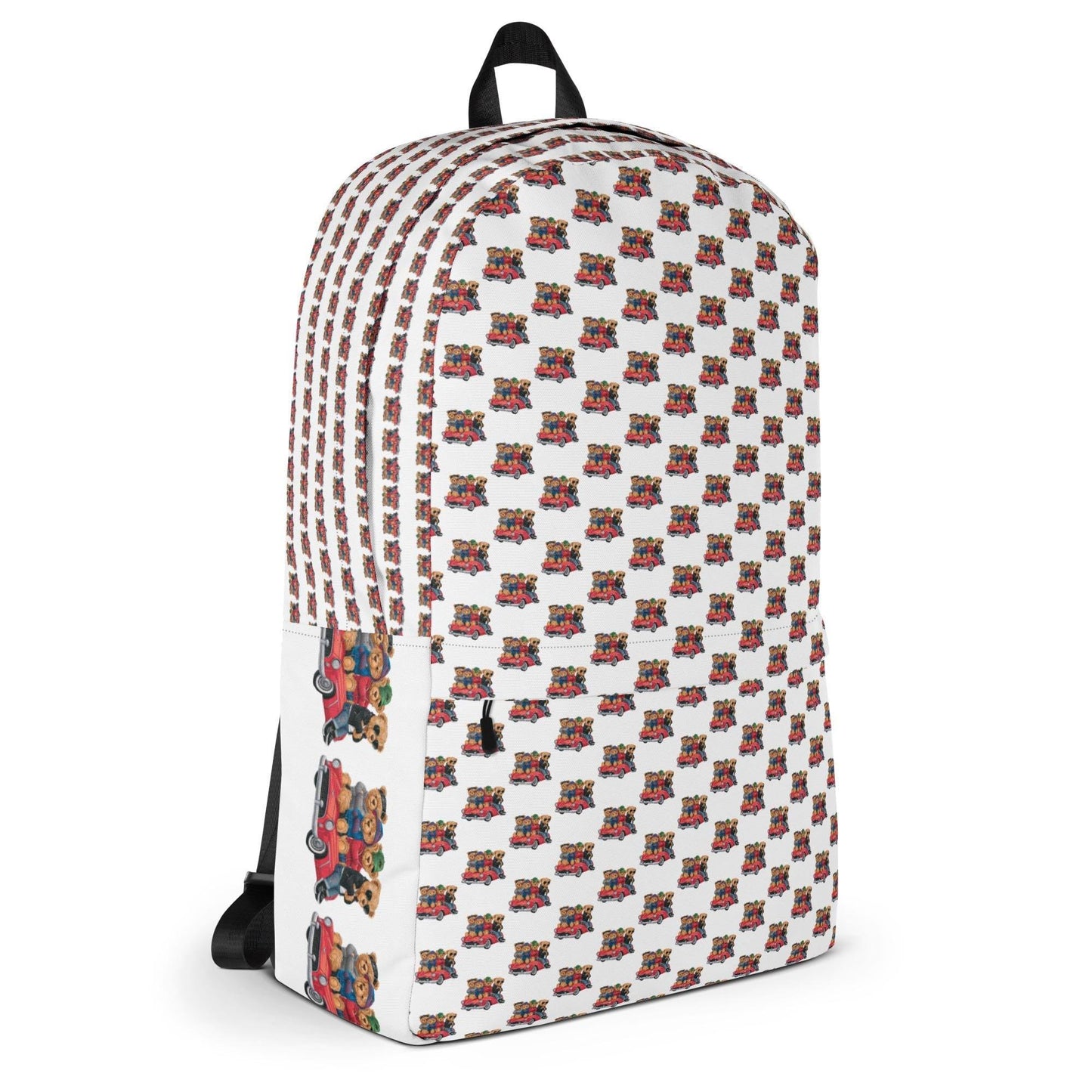 Mochila, osos de peluche en un coche AOP regreso a la escuela elegante y fresco niño pequeño libro iPad computadora crayones almuerzo mochila bolsa de libros