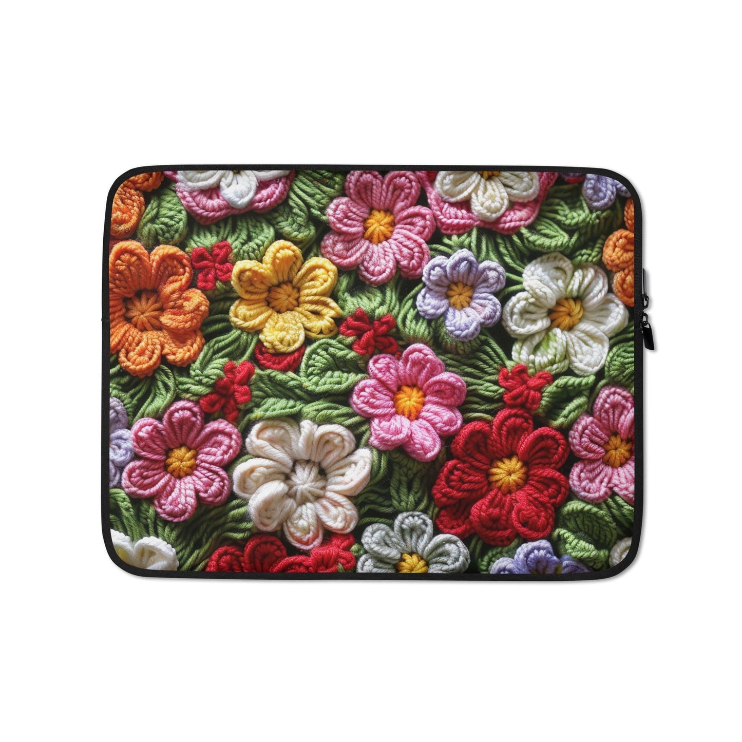 Laptop Sleeve, Bright floral crotchet simple fashion style back to school workplace everyday on the road computer ipad carrying case cover