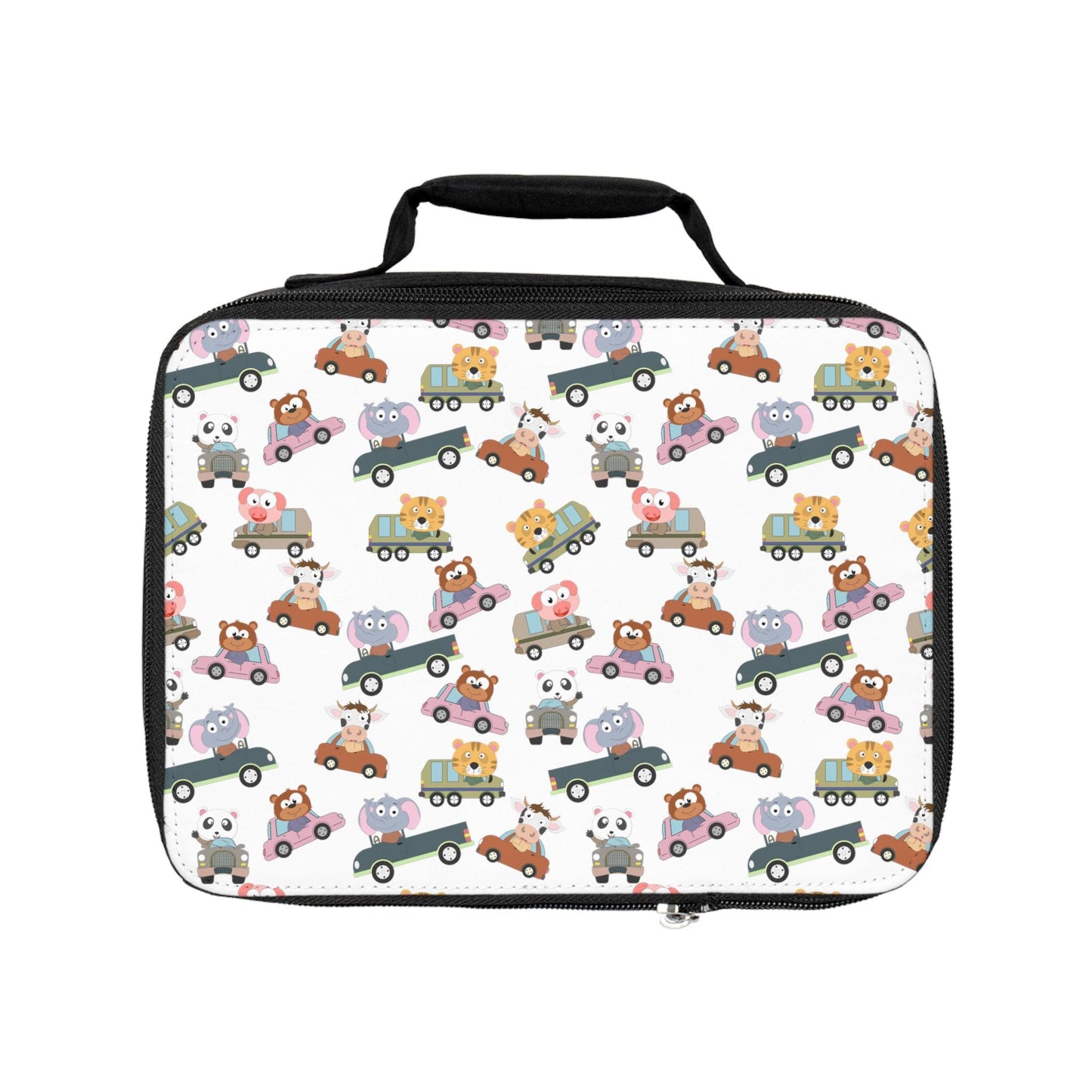 Lunch Bag, Elementary kindergarten preschool child cute animal car print everyday food snack carry lunch pail box
