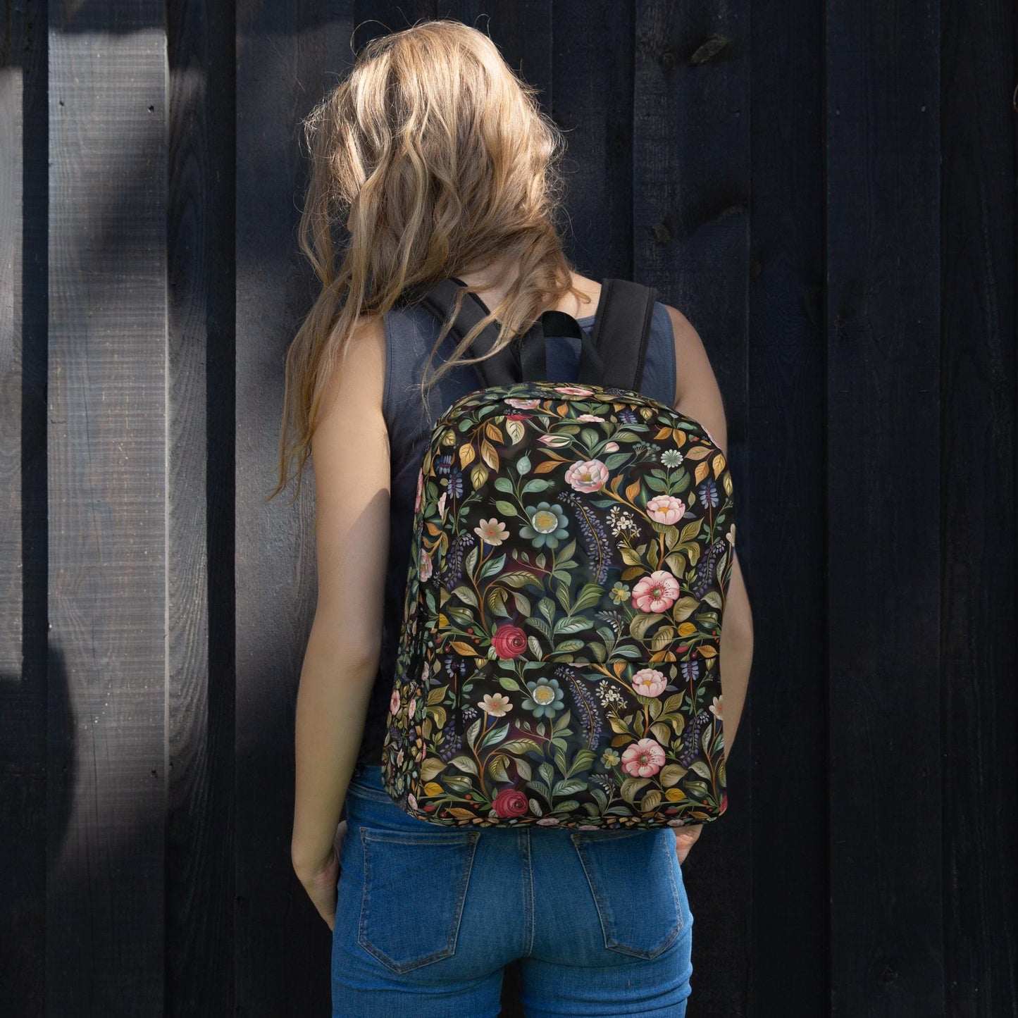 Backpack, Floral pretty all over print all purpose pattern design roomy sports books laptop school office supplies carrying bag