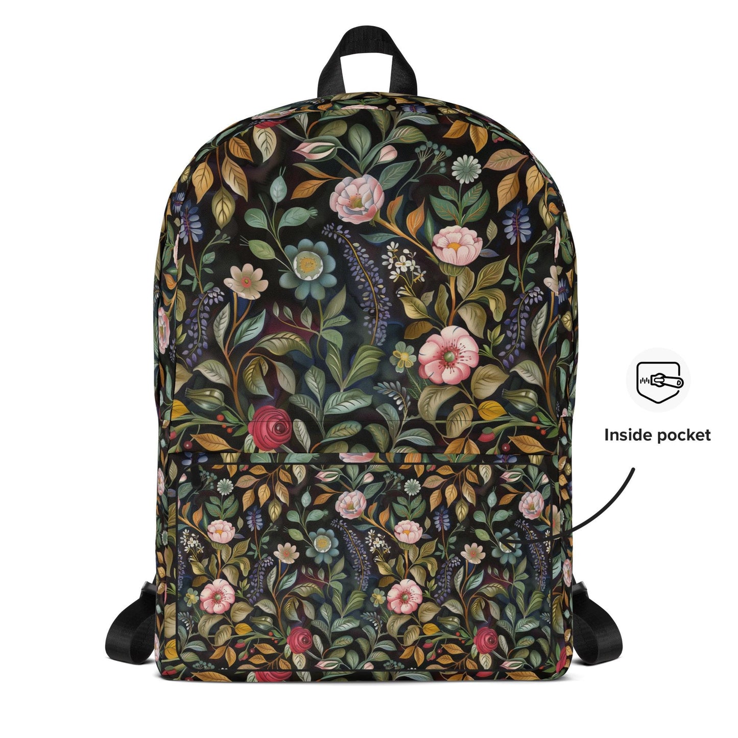 Backpack, Floral pretty all over print all purpose pattern design roomy sports books laptop school office supplies carrying bag