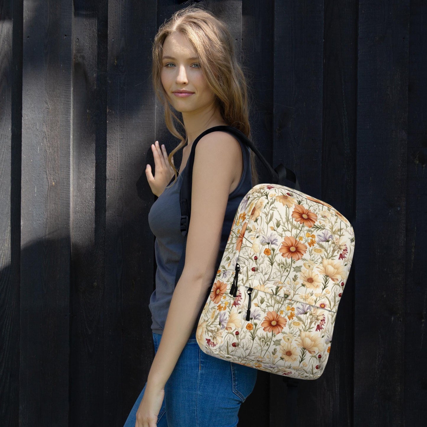 Mochila, bolsa de viaje con diseño floral para primavera, verano y otoño, ideal para la vuelta al cole, para ordenador portátil, iPad y libros.