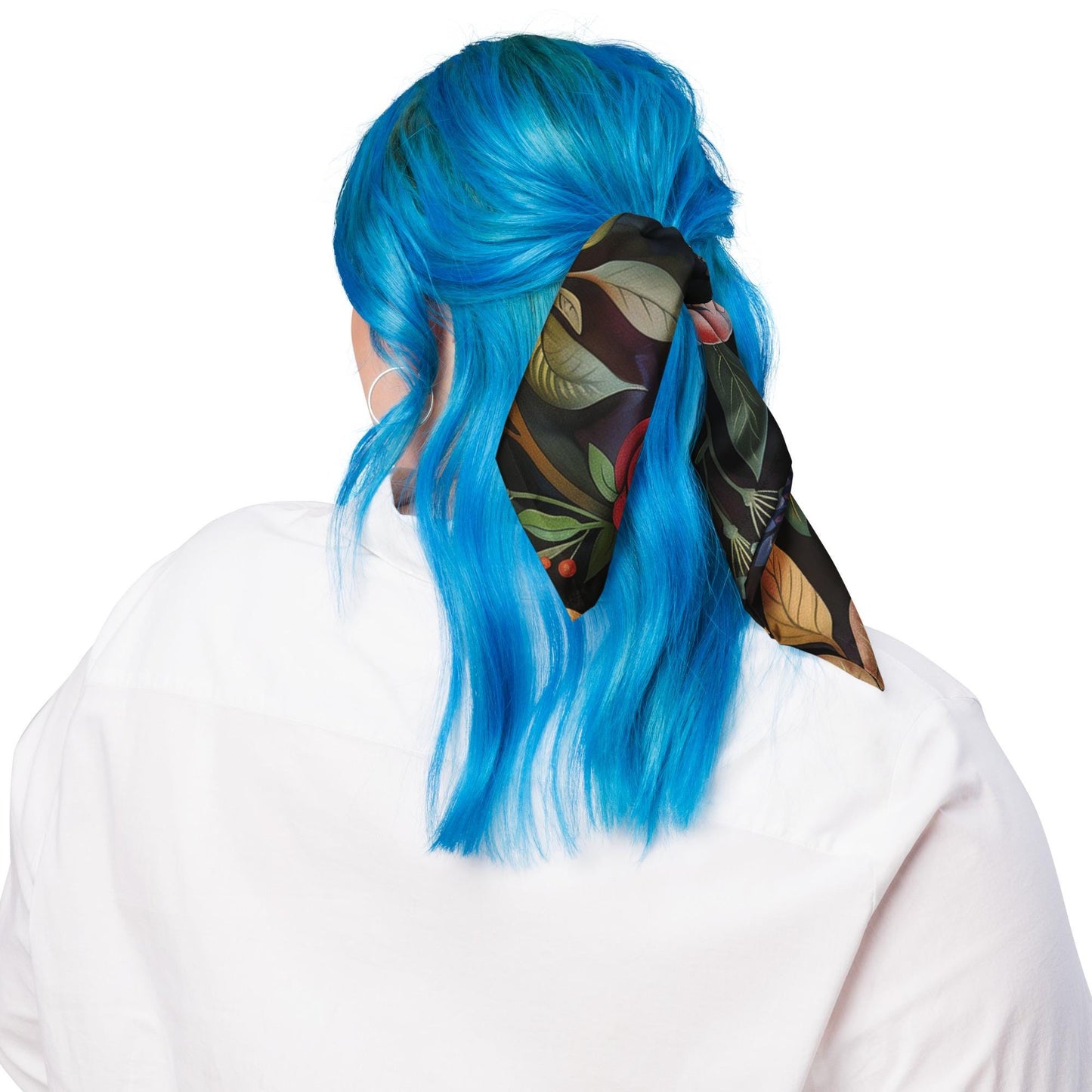 All-over print bandana, pretty floral pattern print stylish casual versatile soft light scarf headband necktie hair tie