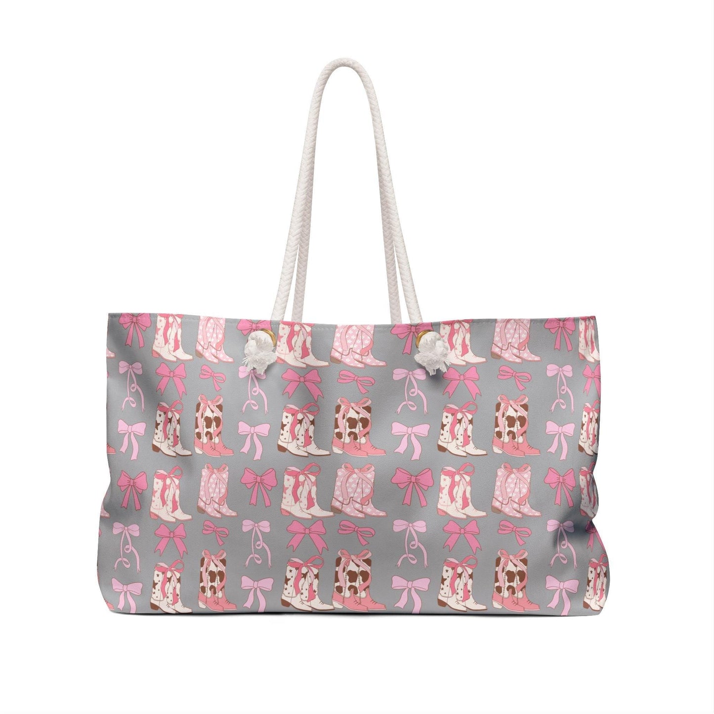 Pink Country Girl Weekender Bag, Pink and Grey Cowboy style designed Weekend Bag, Pretty Country style travel bag, stylish carry on bag,