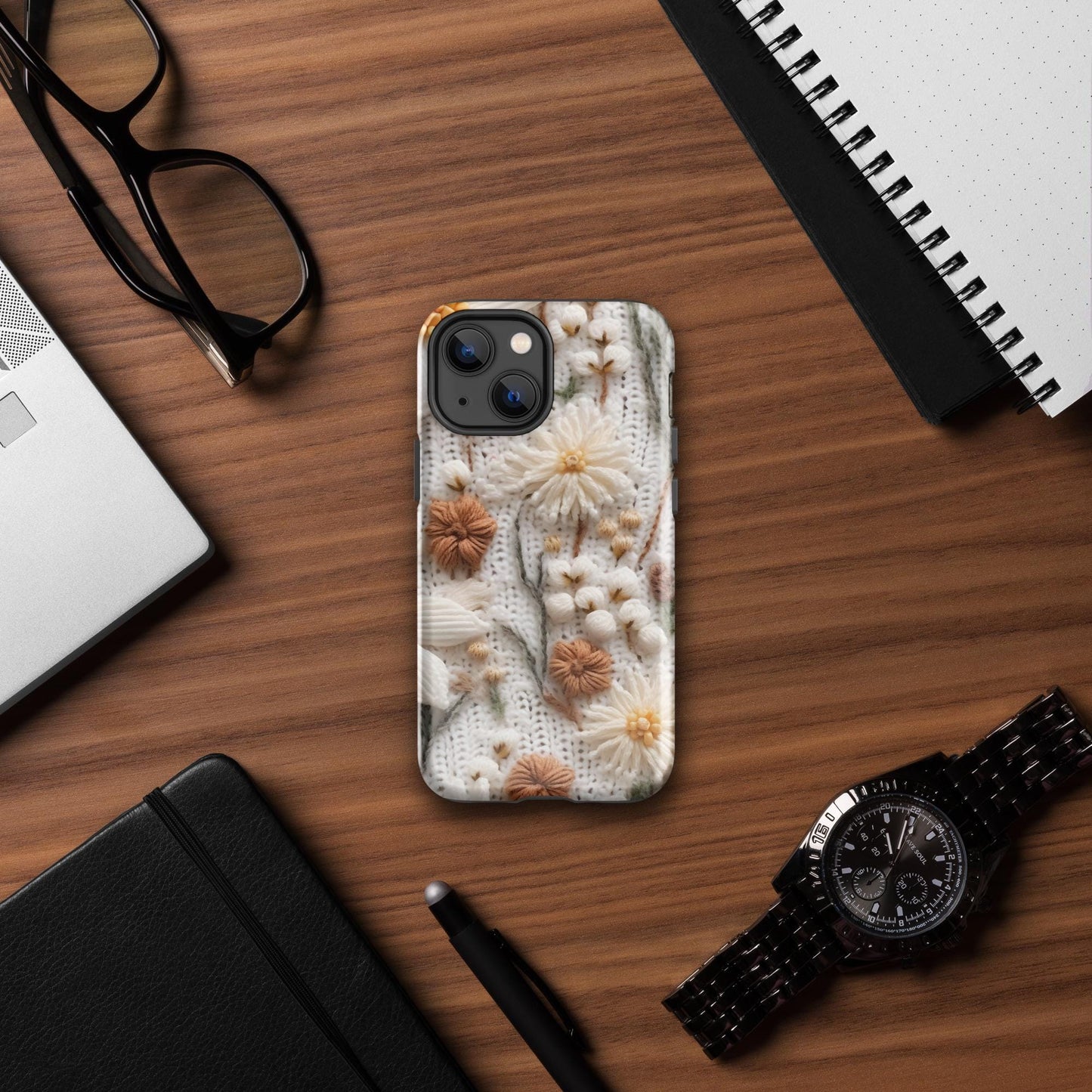 Tough Case for iPhone®, pretty floral crotchet phone cover fashion stylish design protector apple phone case