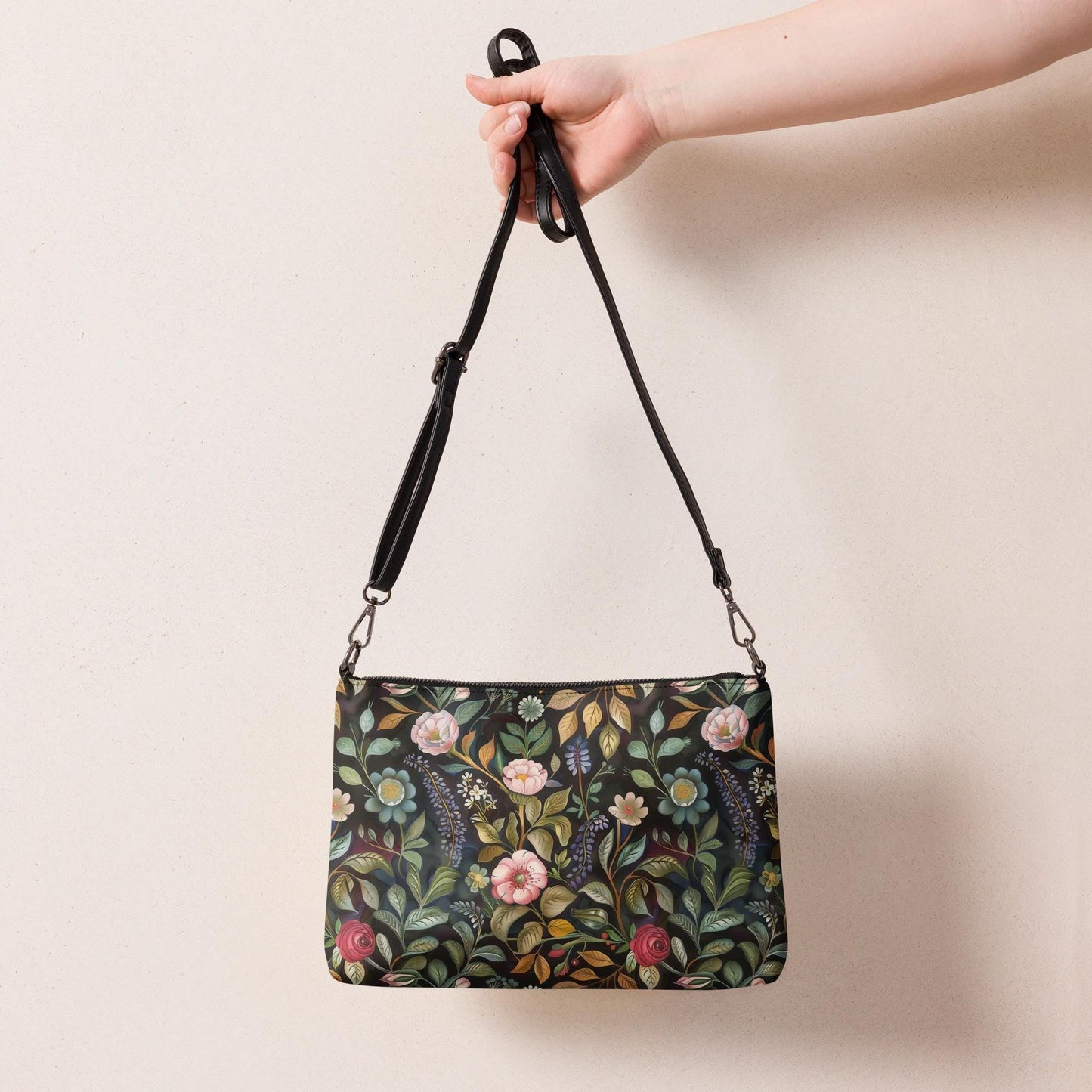 Crossbody bag, Floral pattern all over print design hand bag everyday casual work school dinner shoulder body stylish purse