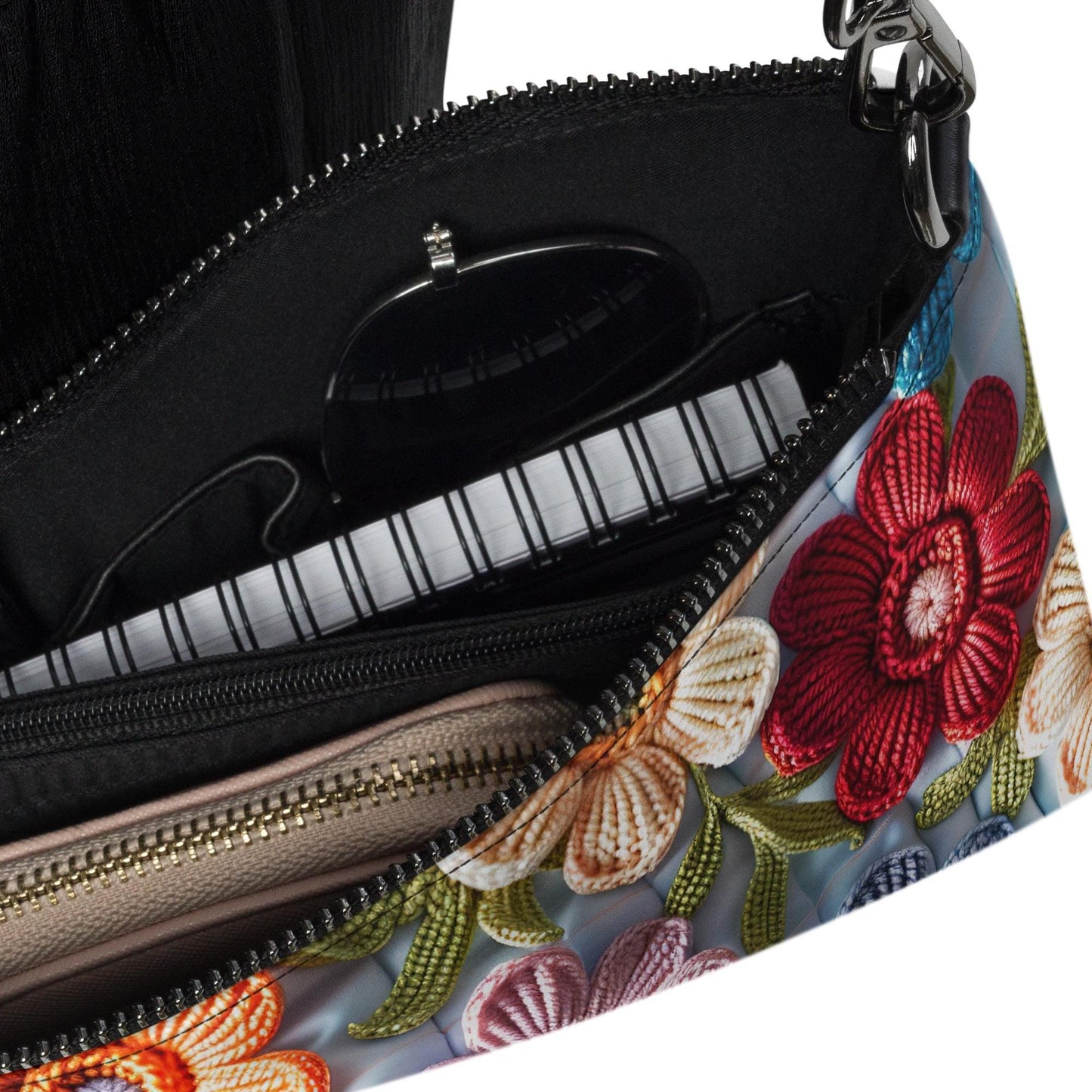 Bolso bandolera, diseño con estampado floral brillante, informal, sencillo, para maquillaje, teléfono celular, billetera, uso diario, bolso de mano.