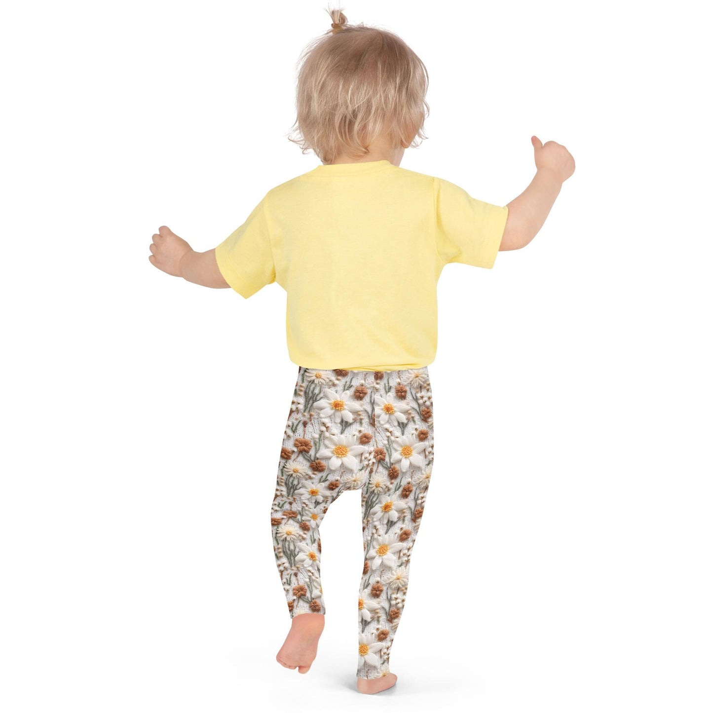 Kid's Leggings, adorable AOP soft stretchy crotchet floral print design children pants stockings great for school travel playground