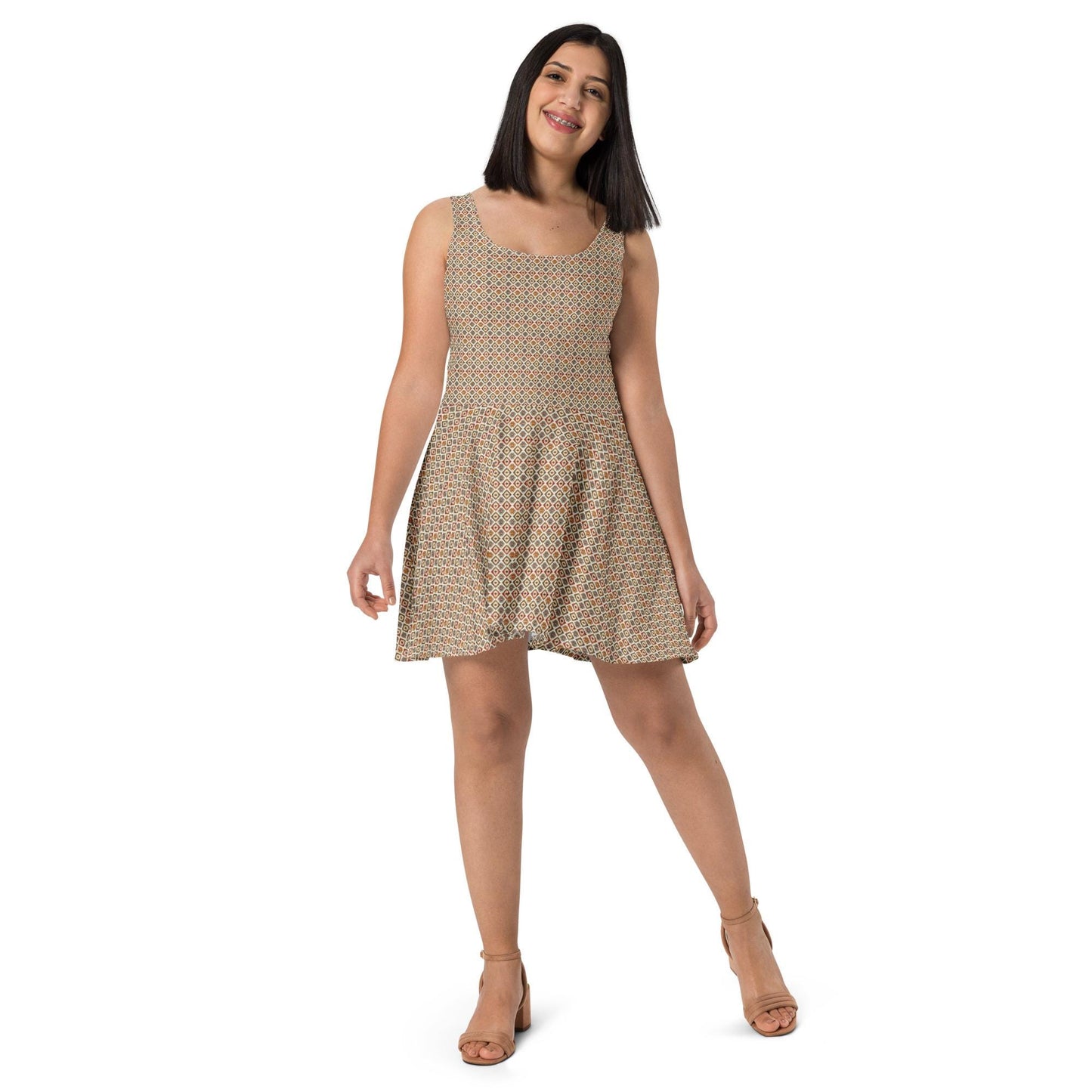 Skater Dress, Casual fun sexy club dinner soft elegant tribal pattern versatile all occasion short flared dress