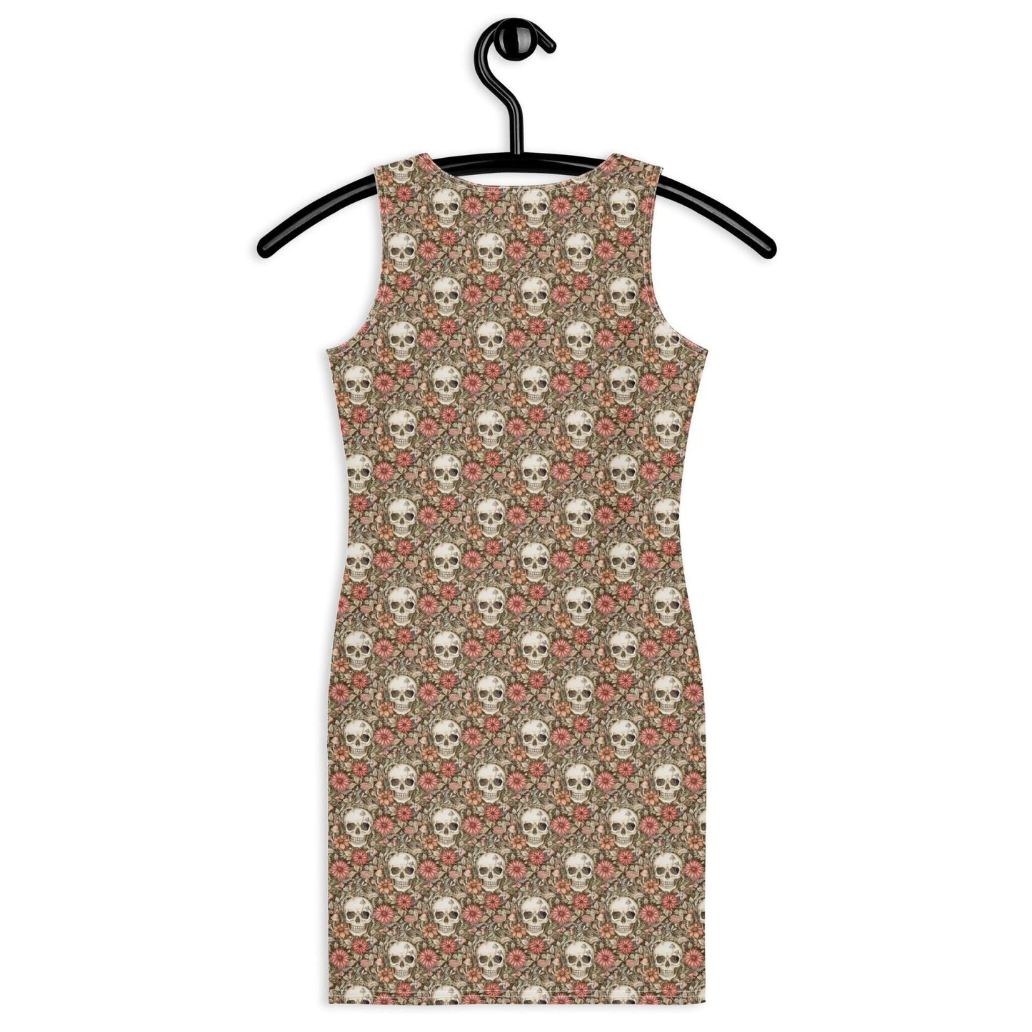 Bodycon dress, Sugar skull floral print all over design body fitted cute dinner night blazer sleeveless sexy stylish female above knee dress