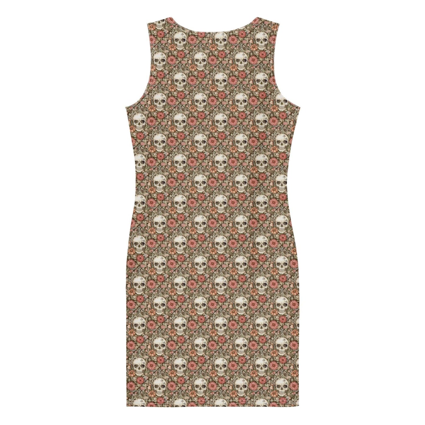 Bodycon dress, Sugar skull floral print all over design body fitted cute dinner night blazer sleeveless sexy stylish female above knee dress