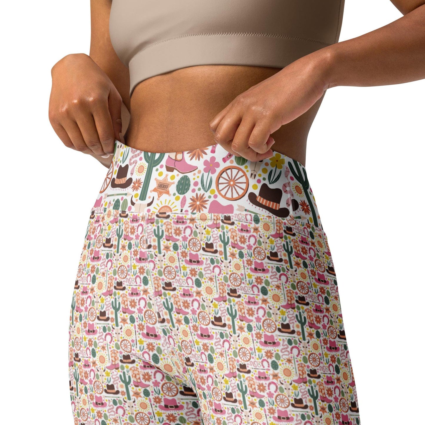 Yoga Leggings, Southern country style design all over pattern female workout casual stretchy soft smooth stylish blazer shirt pairing pants