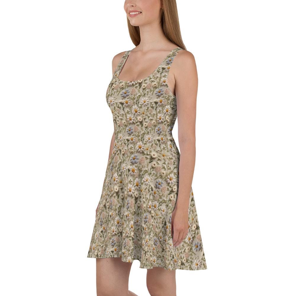 Skater Dress, beautiful multi floral pattern stylish fashion versatile family gathering office party dinner date any occasion cute dress