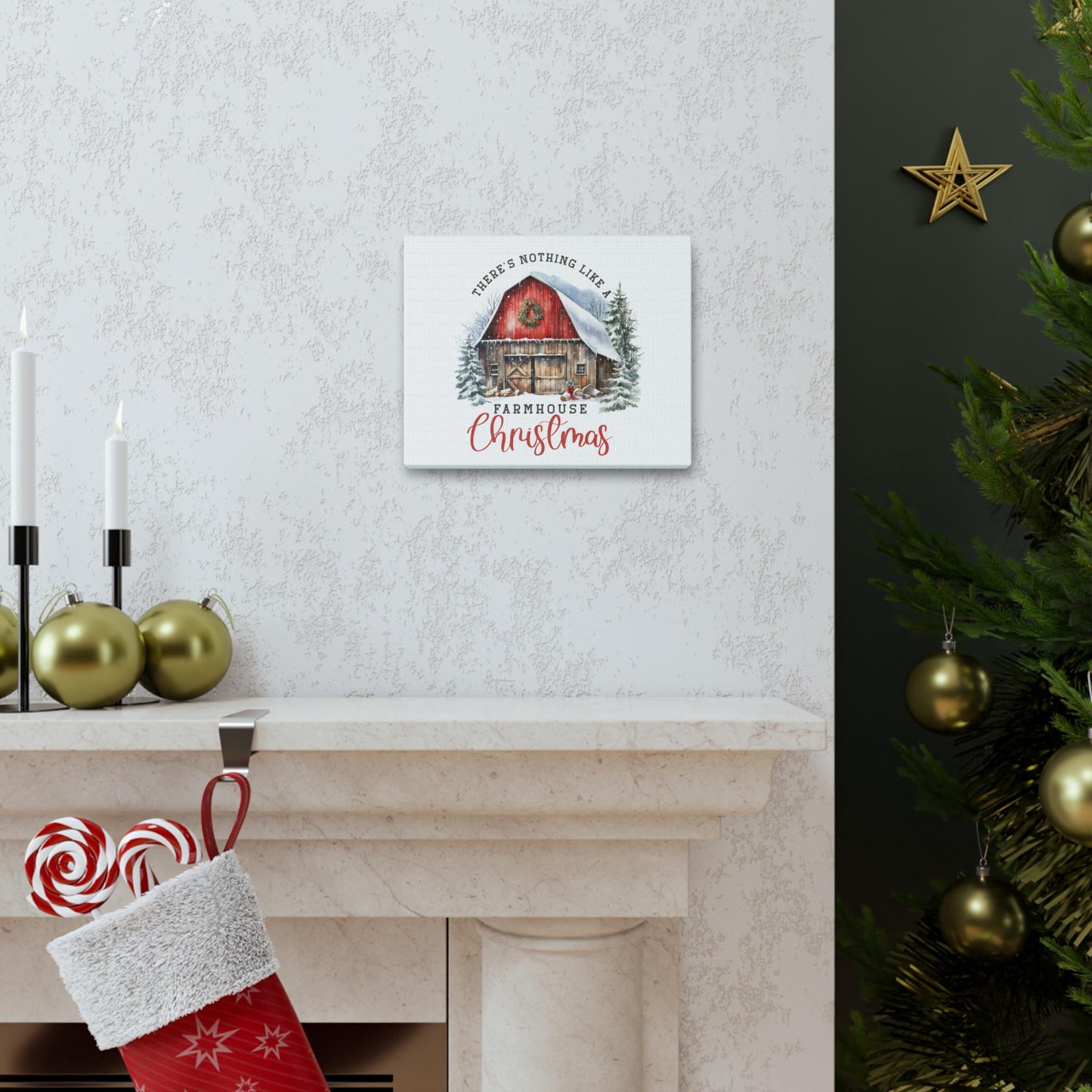 Canvas Gallery Wraps, Farm House Country Xmas style barn hallway office kitchen casual room wall art home decor design