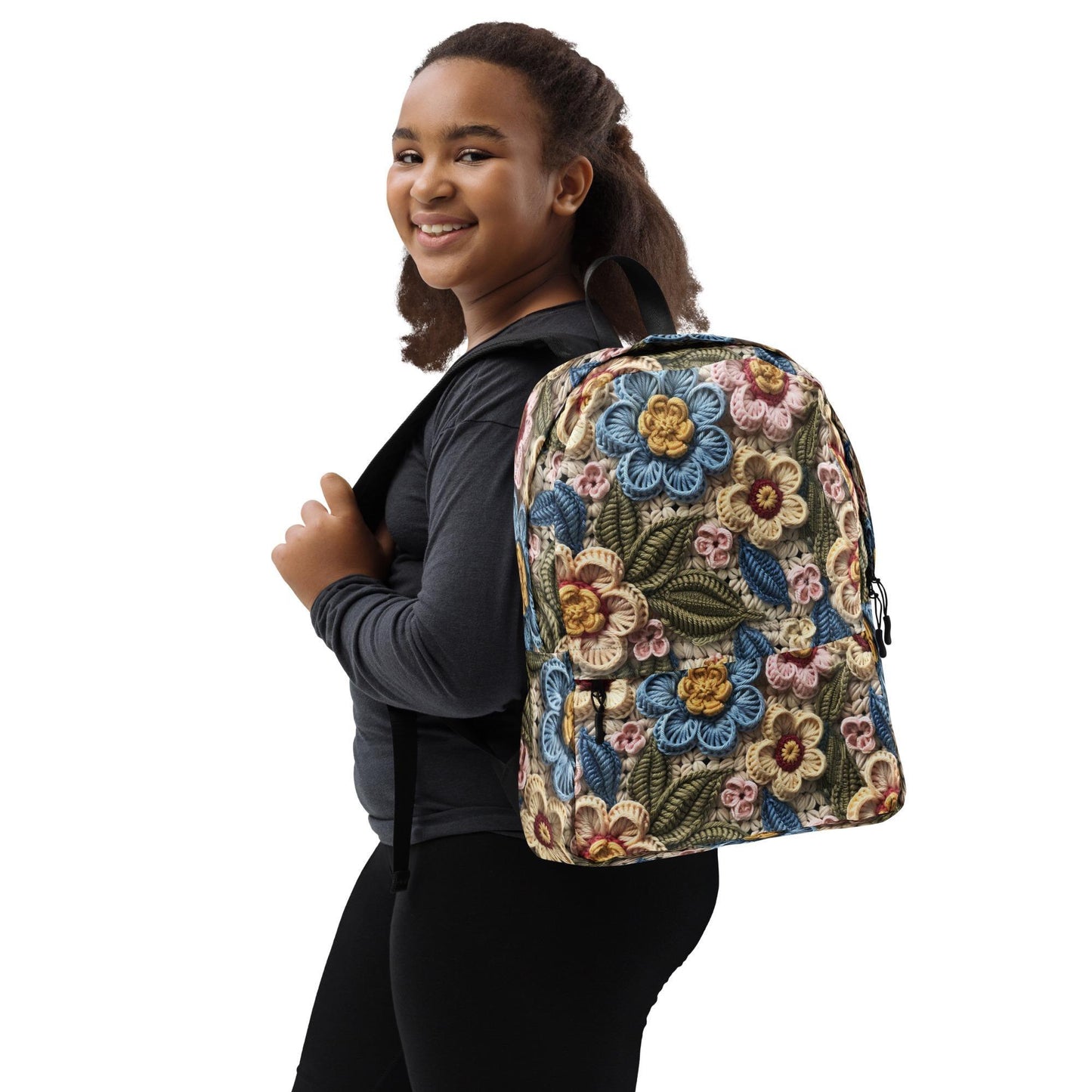 3D Floral Crochet Print Design Backpack | Light & Colorful Shoulder Bag
