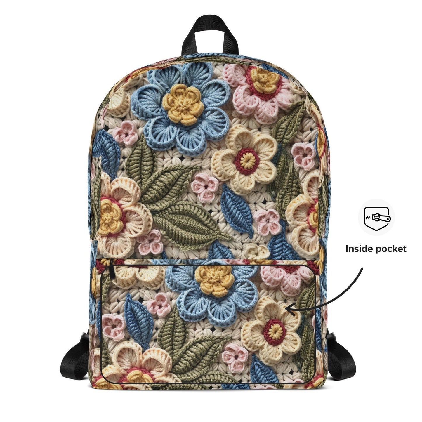 3D Floral Crochet Print Design Backpack | Light & Colorful Shoulder Bag