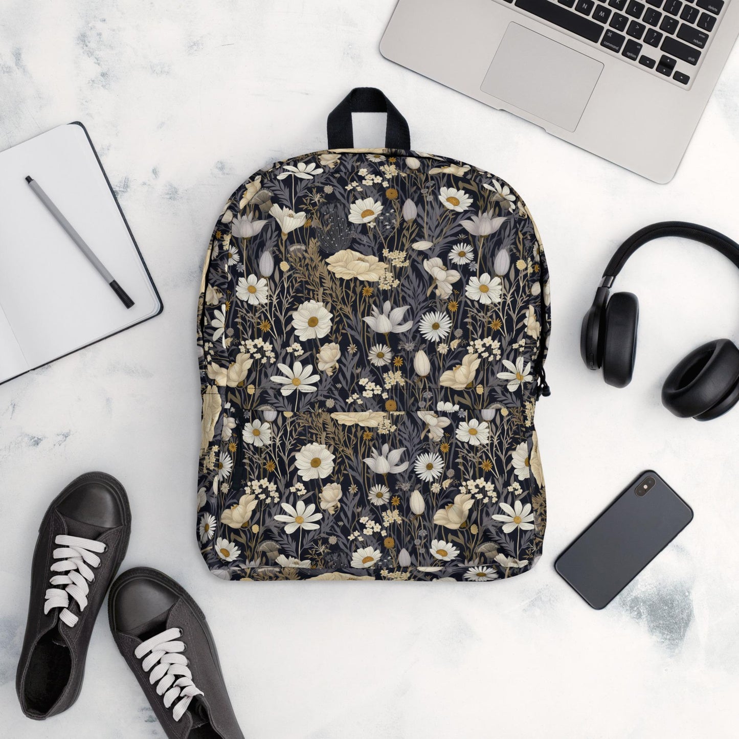 Mochila, mochila informal con diseño floral para uso diario, para estudiantes universitarios, de pregrado y de secundaria, resistente al agua y al agua para ordenador portátil.