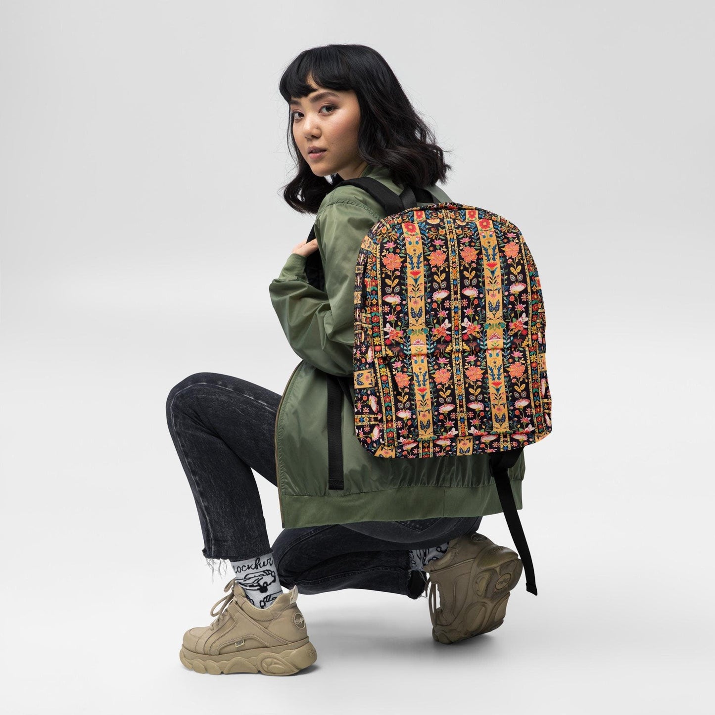 Mochila estilo bohemio, con estampado floral colorido por todas partes, ideal para el regreso a clases, diario, ropa para computadora, útiles escolares, bolso de libros vibrante para llevar a diario.