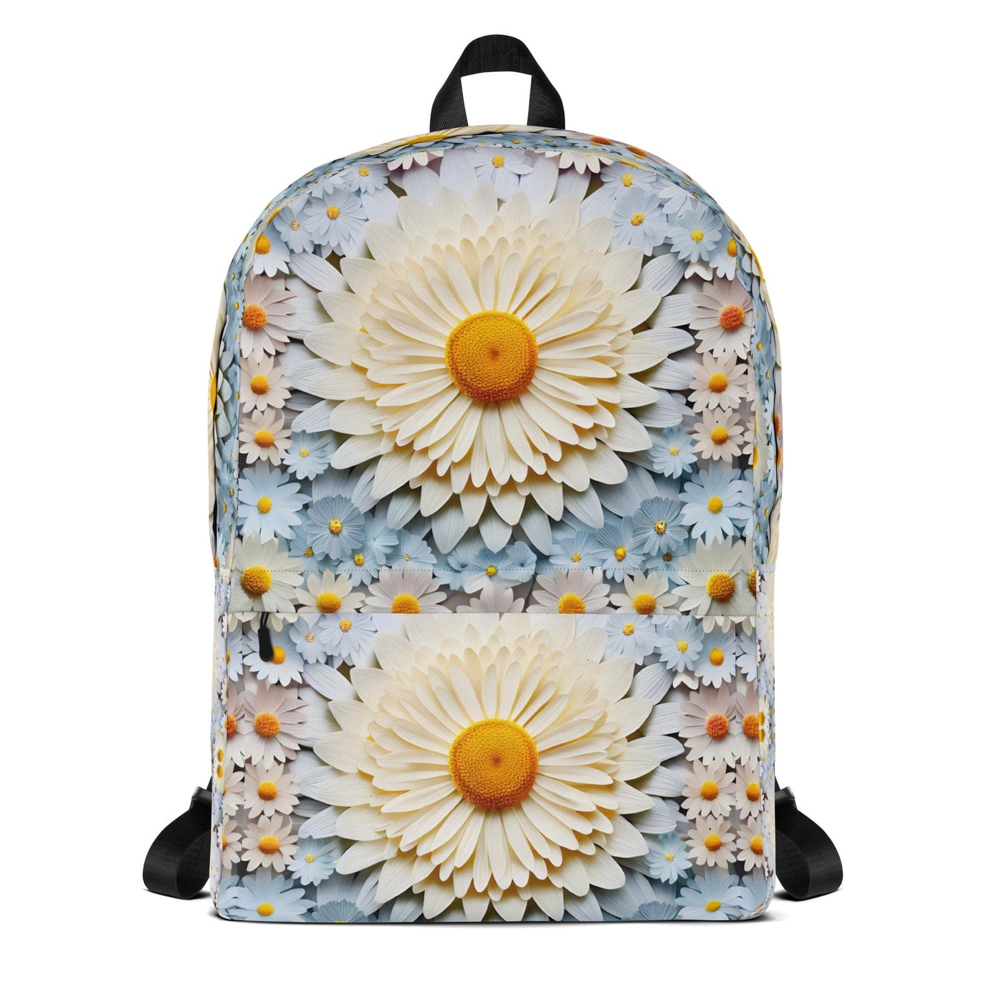 All Ages Backpack, Large colorful bright daisy flower picturesque portrait designed back to school laptop computer book roomy bag back pack