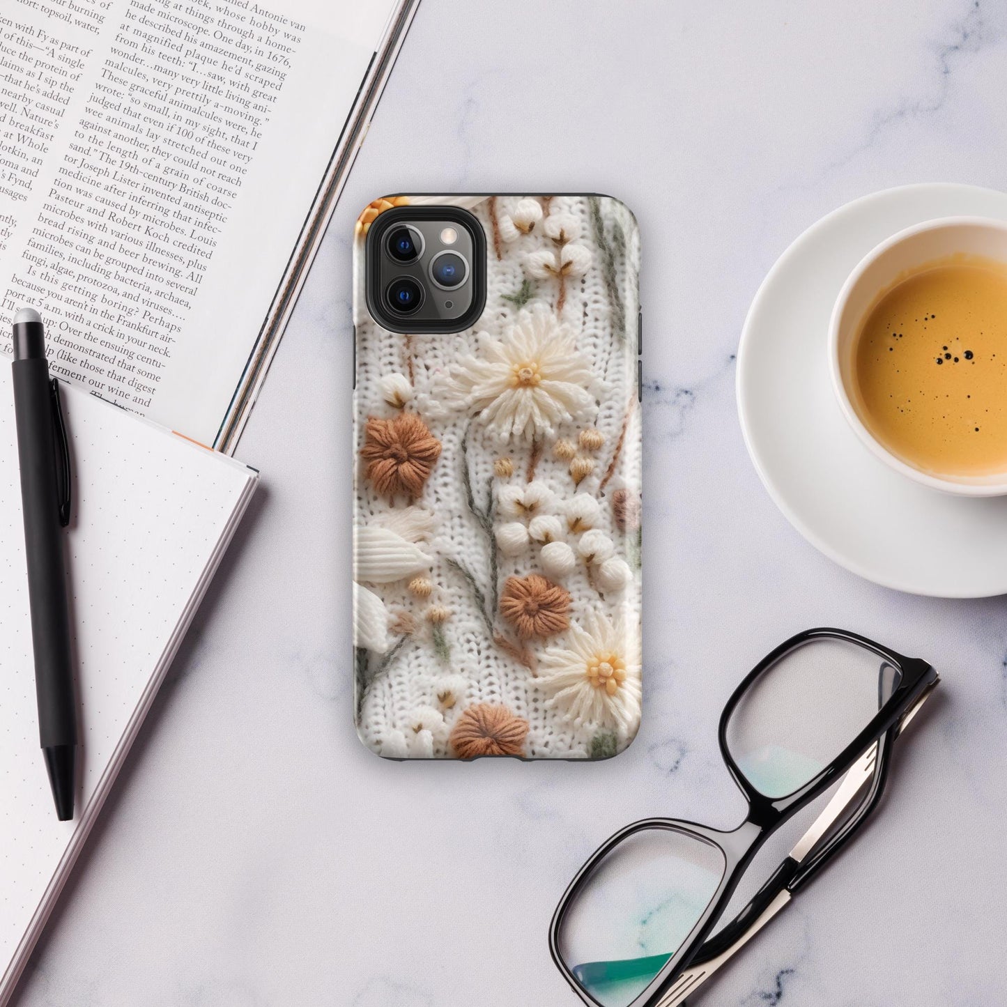 Tough Case for iPhone®, pretty floral crotchet phone cover fashion stylish design protector apple phone case