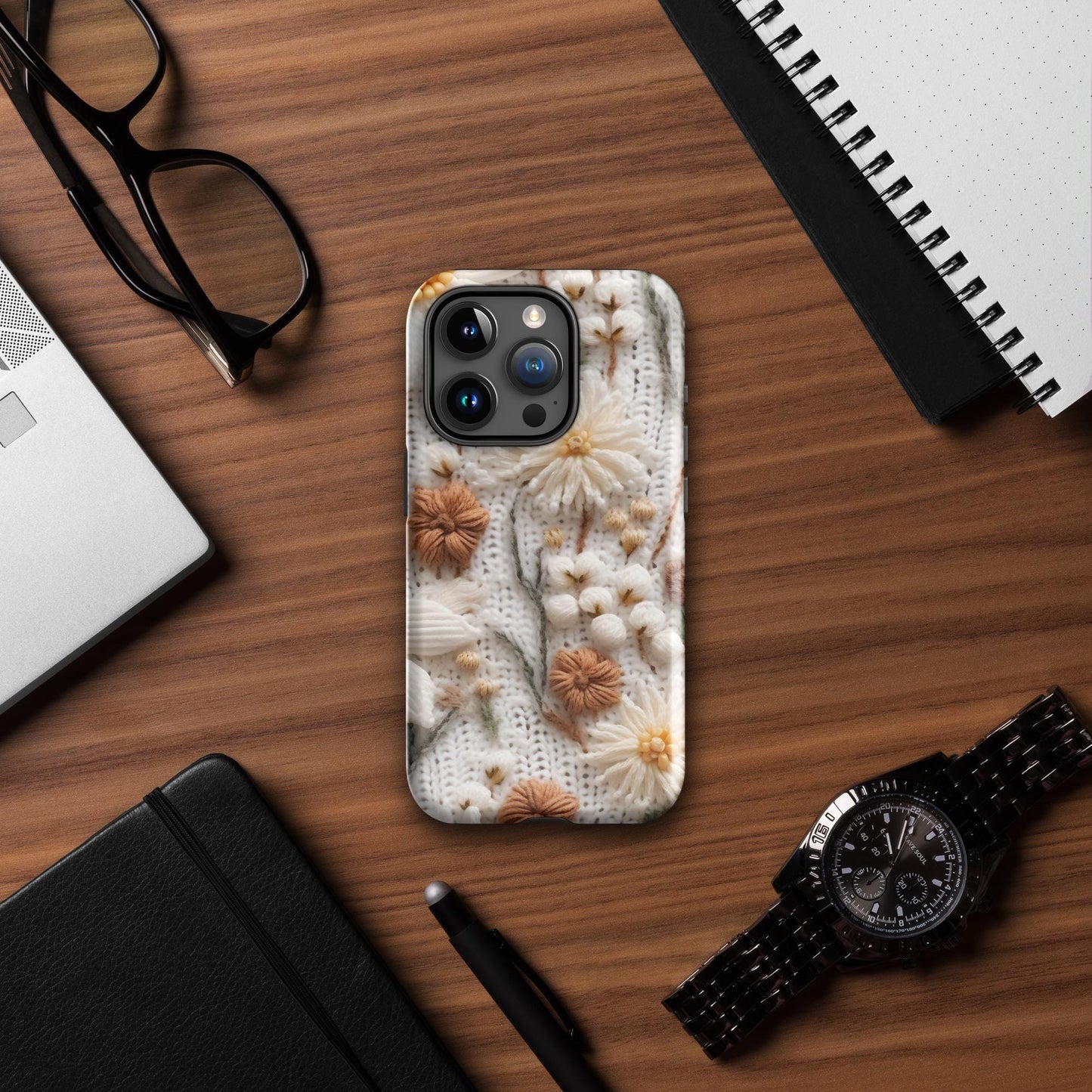 Tough Case for iPhone®, pretty floral crotchet phone cover fashion stylish design protector apple phone case