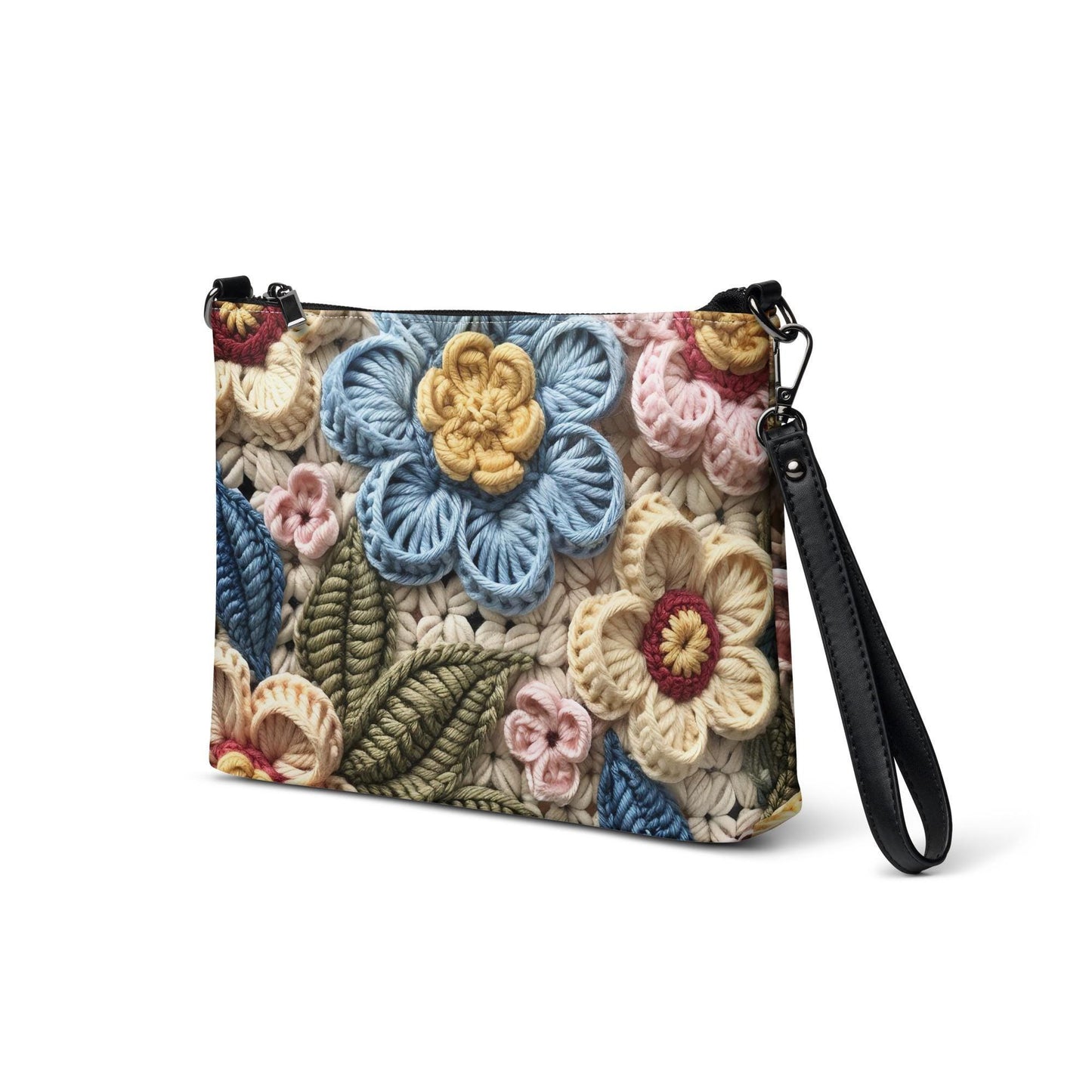 Crossbody bag, premium designer floral crotchet casual dinner everyday wrist shoulder work school date purse handbag