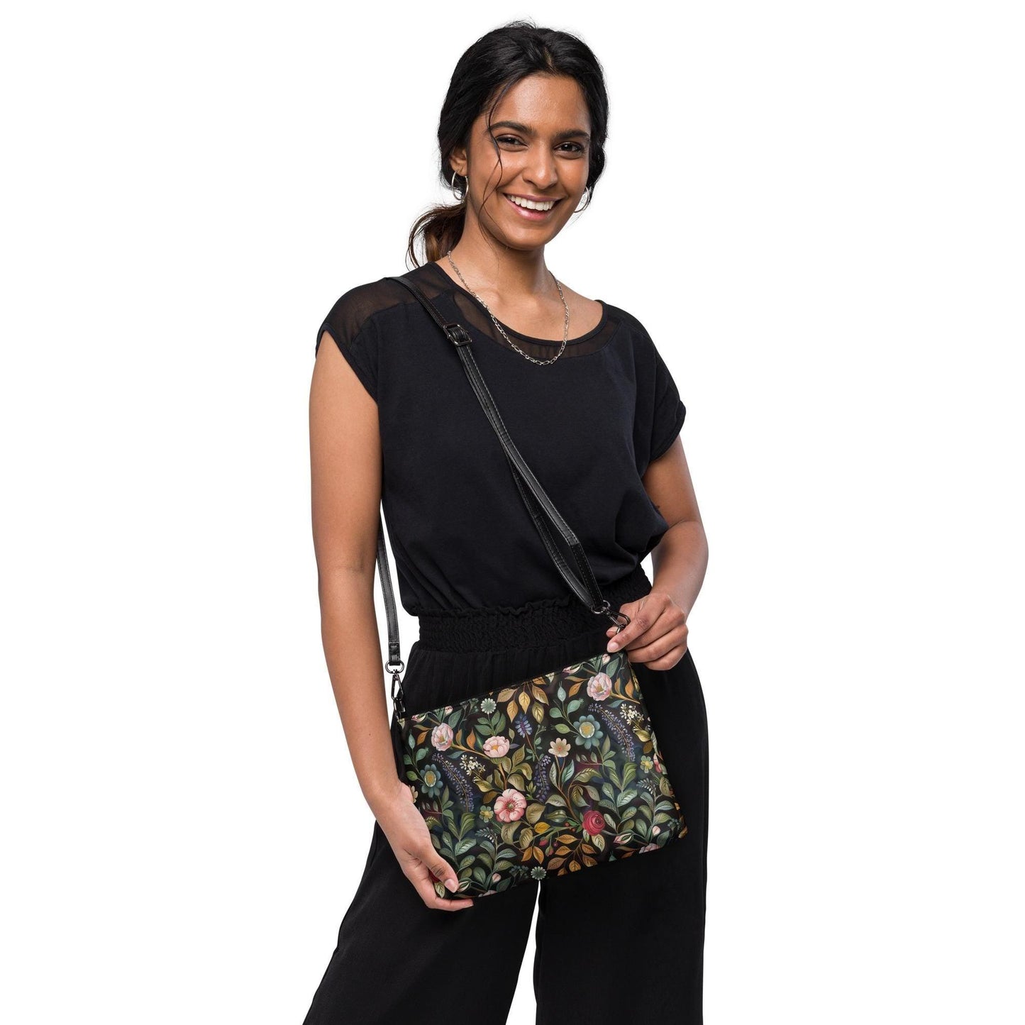 Crossbody bag, Floral pattern all over print design hand bag everyday casual work school dinner shoulder body stylish purse